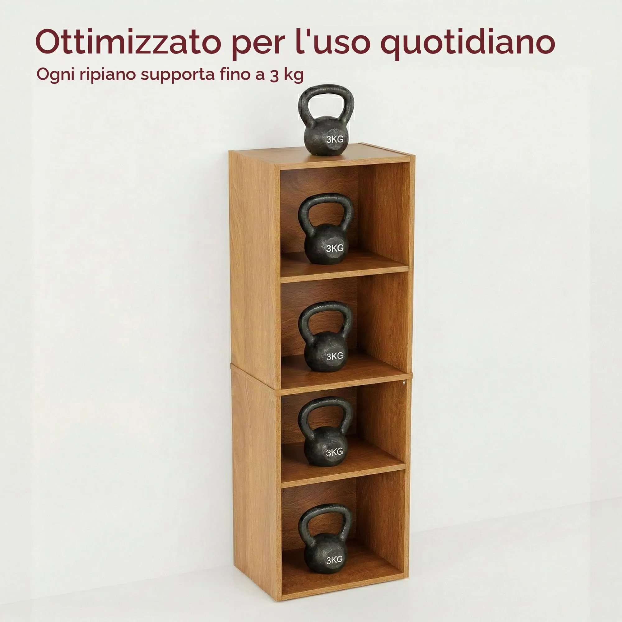 Vida Designs Oxford Libreria a cubi a 4 ripiani in Legno, Rovere - immagine 4