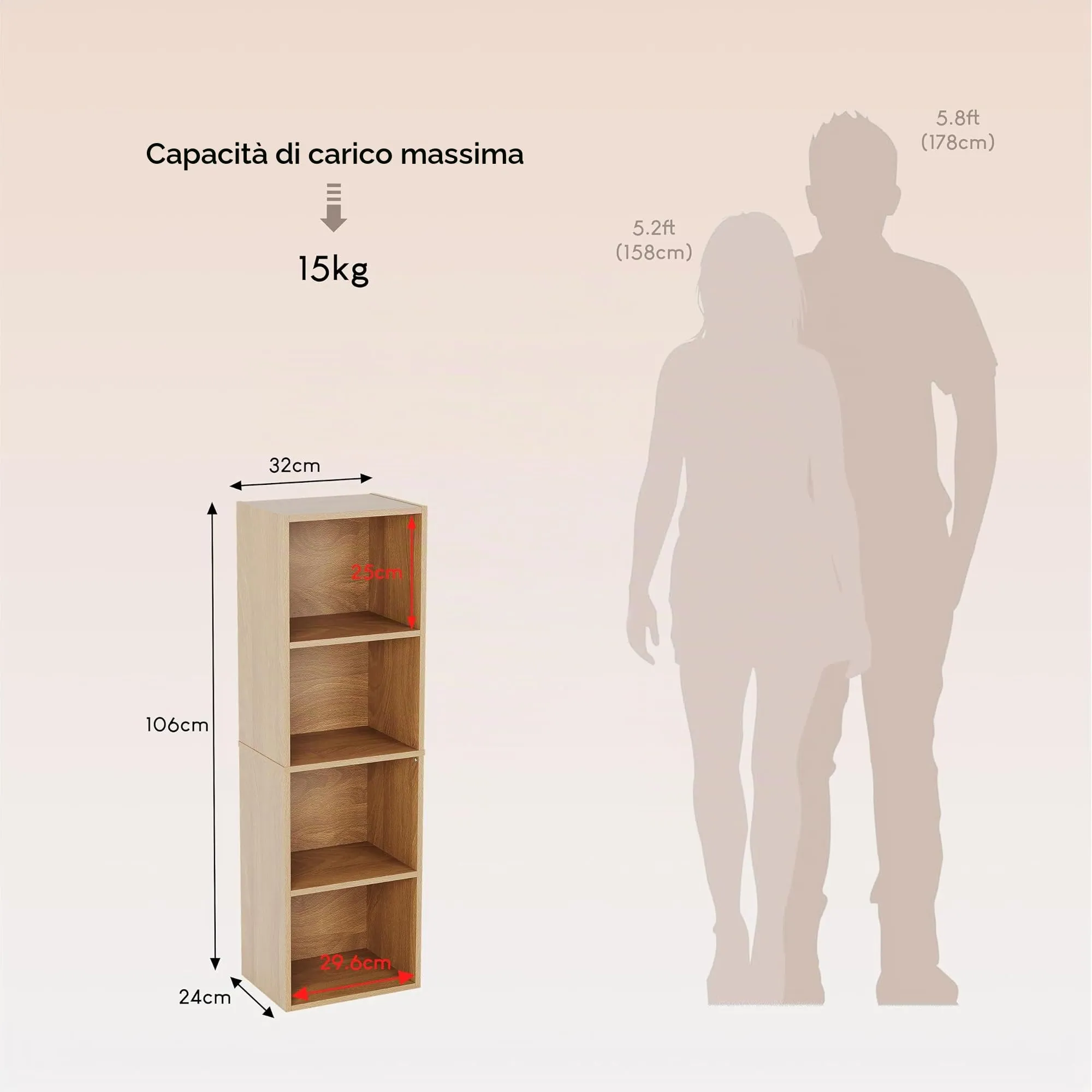 Vida Designs Oxford Libreria a cubi a 4 ripiani in Legno, Rovere - immagine 7
