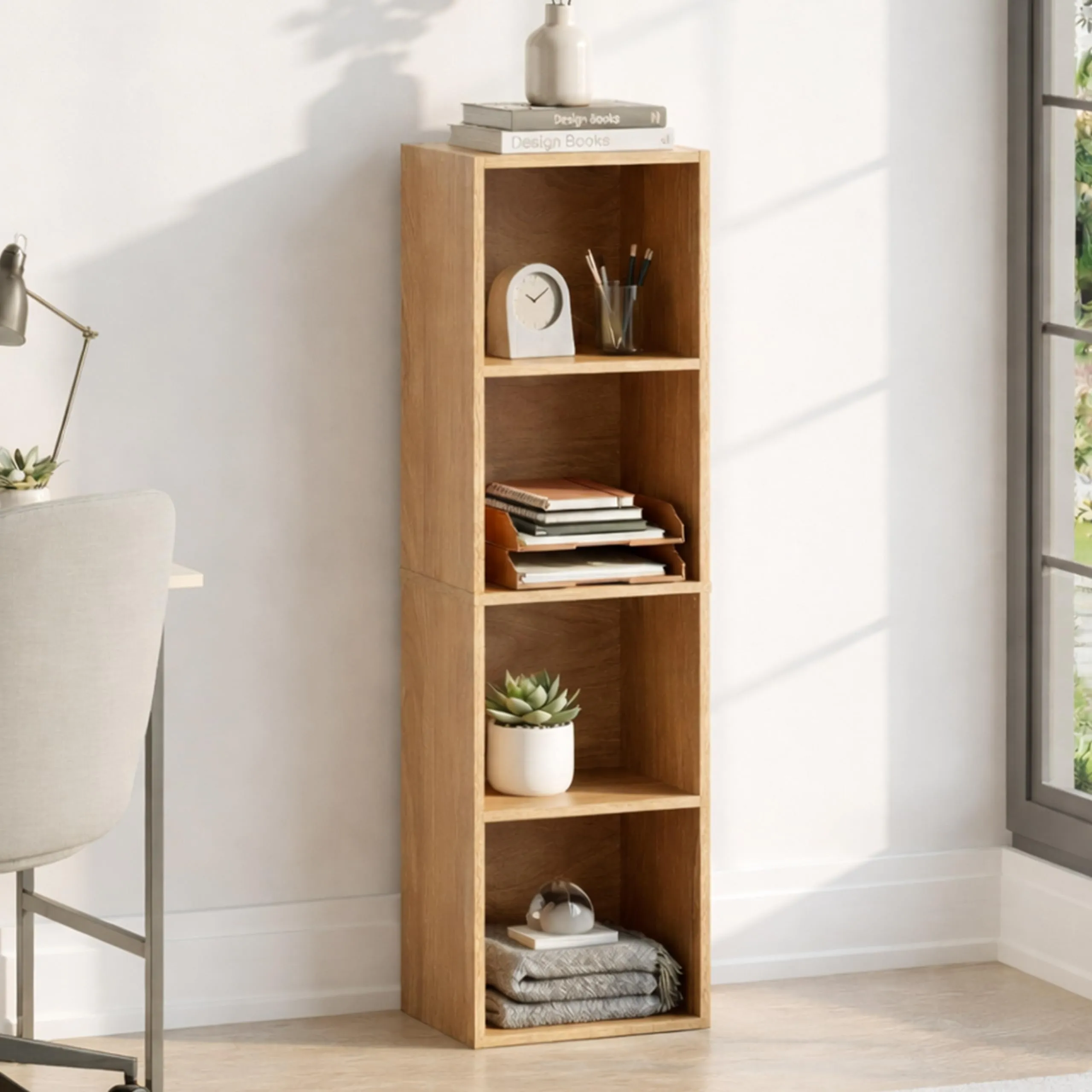 Vida Designs Oxford Libreria a cubi a 4 ripiani in Legno, Rovere - immagine 8