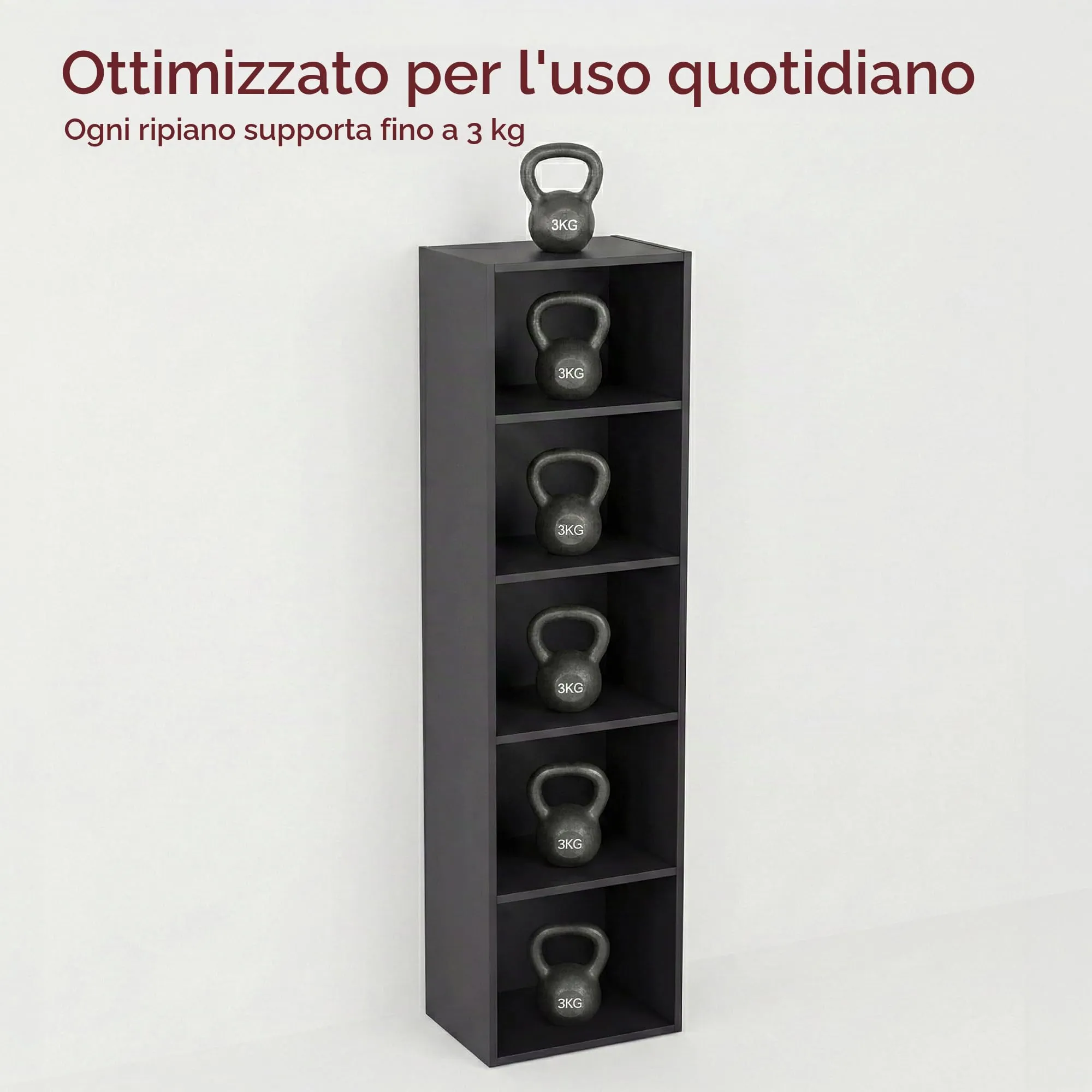 Vida Designs Oxford Libreria a cubi a 5 Ripiani in Legno, Nero - immagine 4