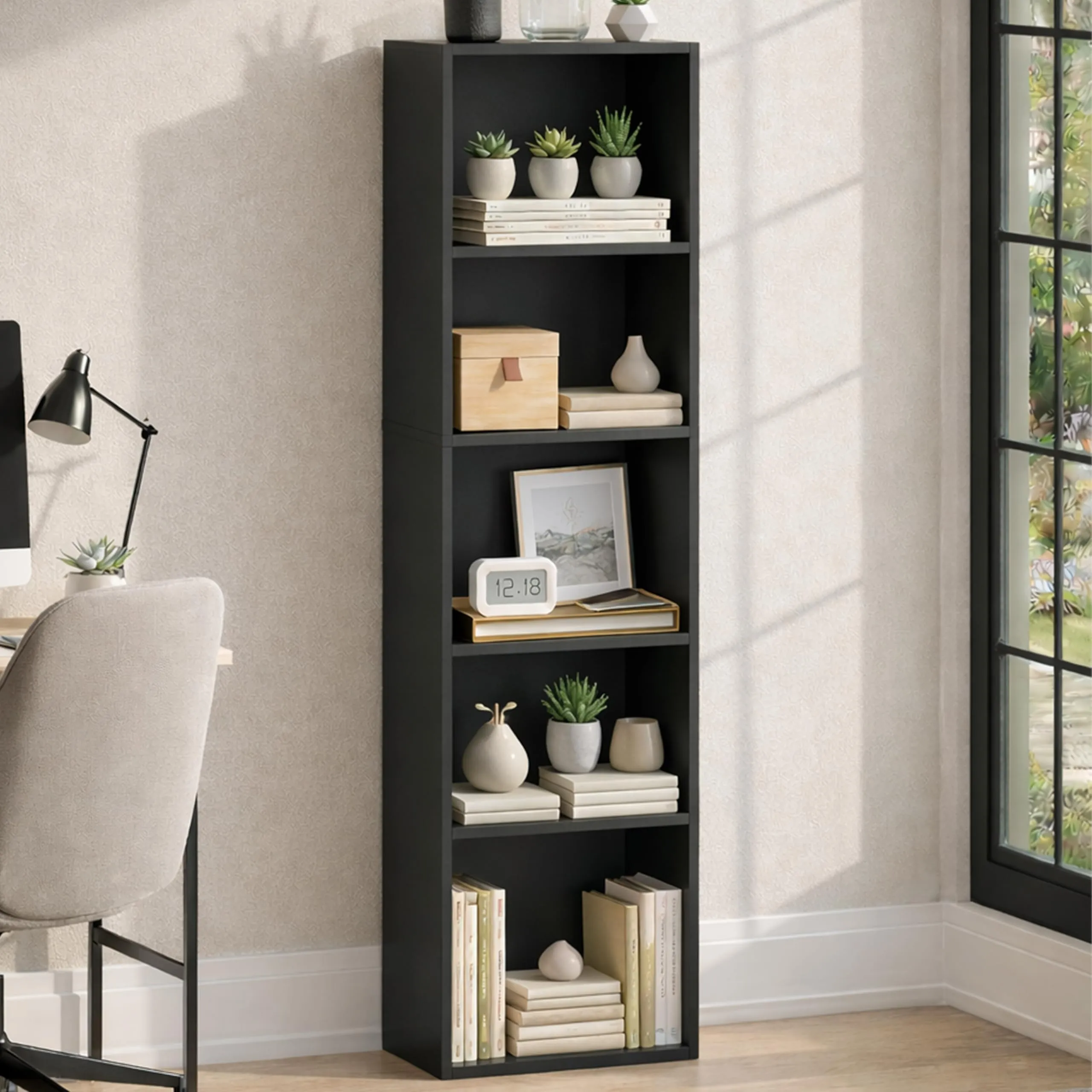 Vida Designs Oxford Libreria a cubi a 5 Ripiani in Legno, Nero - immagine 8