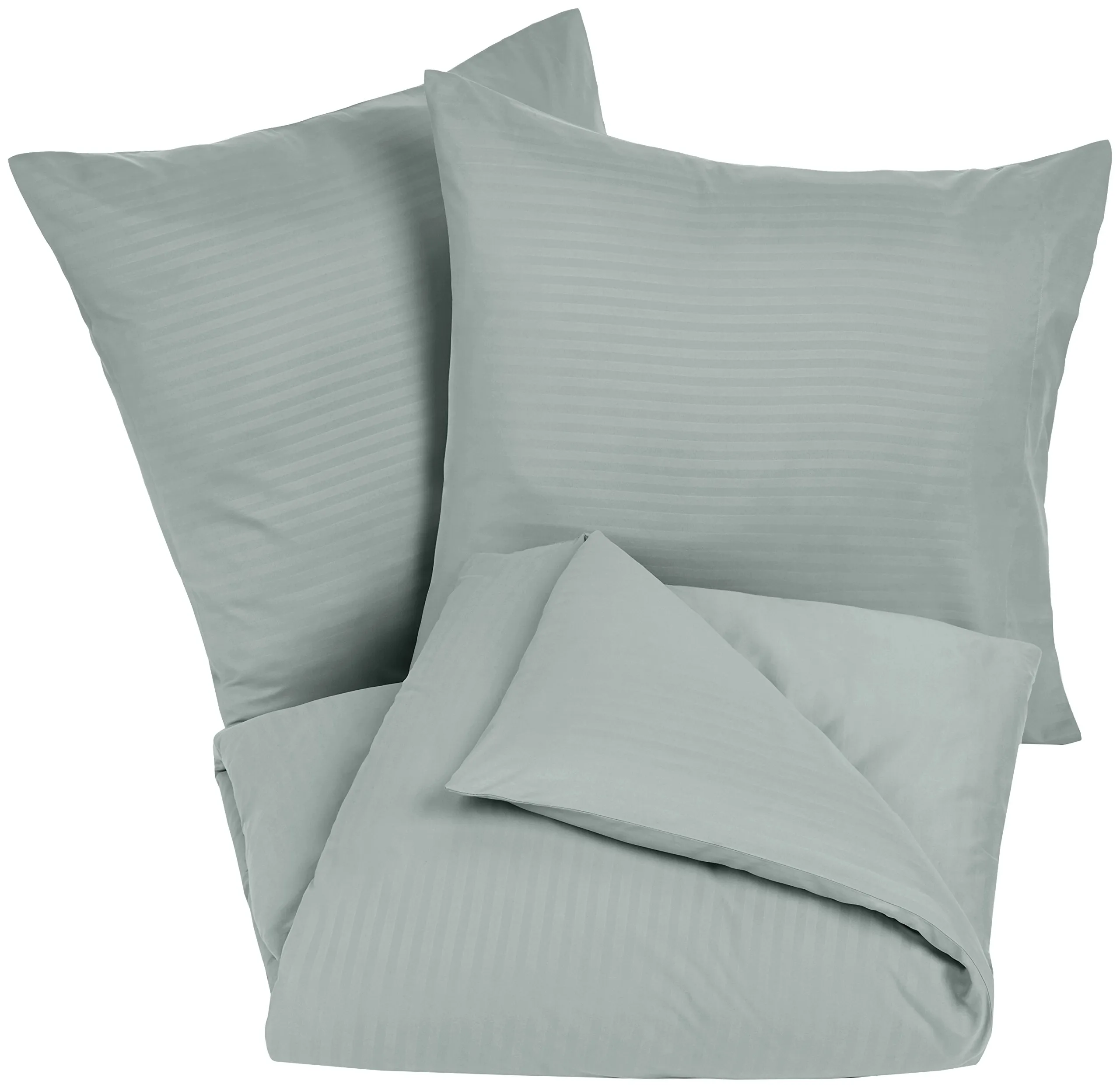 Amazon Basics Set Copripiumino Matrimoniale in Microfibra a Righe, 3 Pezzi, Grigio Scuro, 260 x 240 cm e 2 Federe 65 x 65 cm - immagine 3