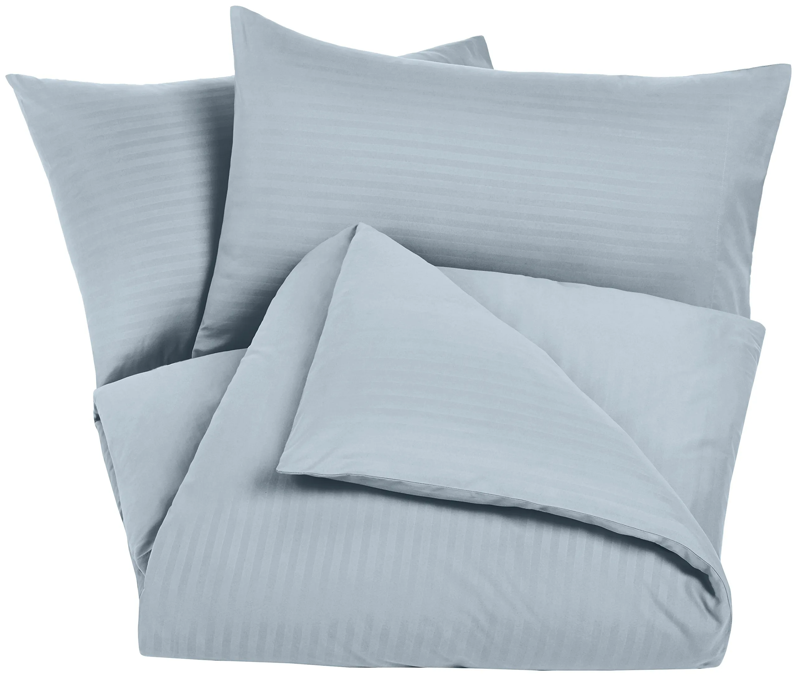 Amazon Basics Set Copripiumino in Microfibra, 3 Pezzi, 200 x 200 cm e 2 Federe 50 x 80 cm, Grigio Scuro a Righe - immagine 3