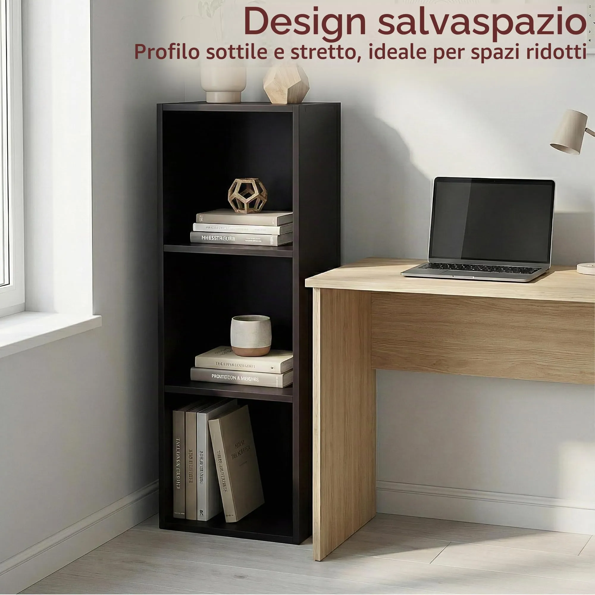 Vida Designs Oxford Libreria a cubi a 3 ripiani in legno, Nero - immagine 2