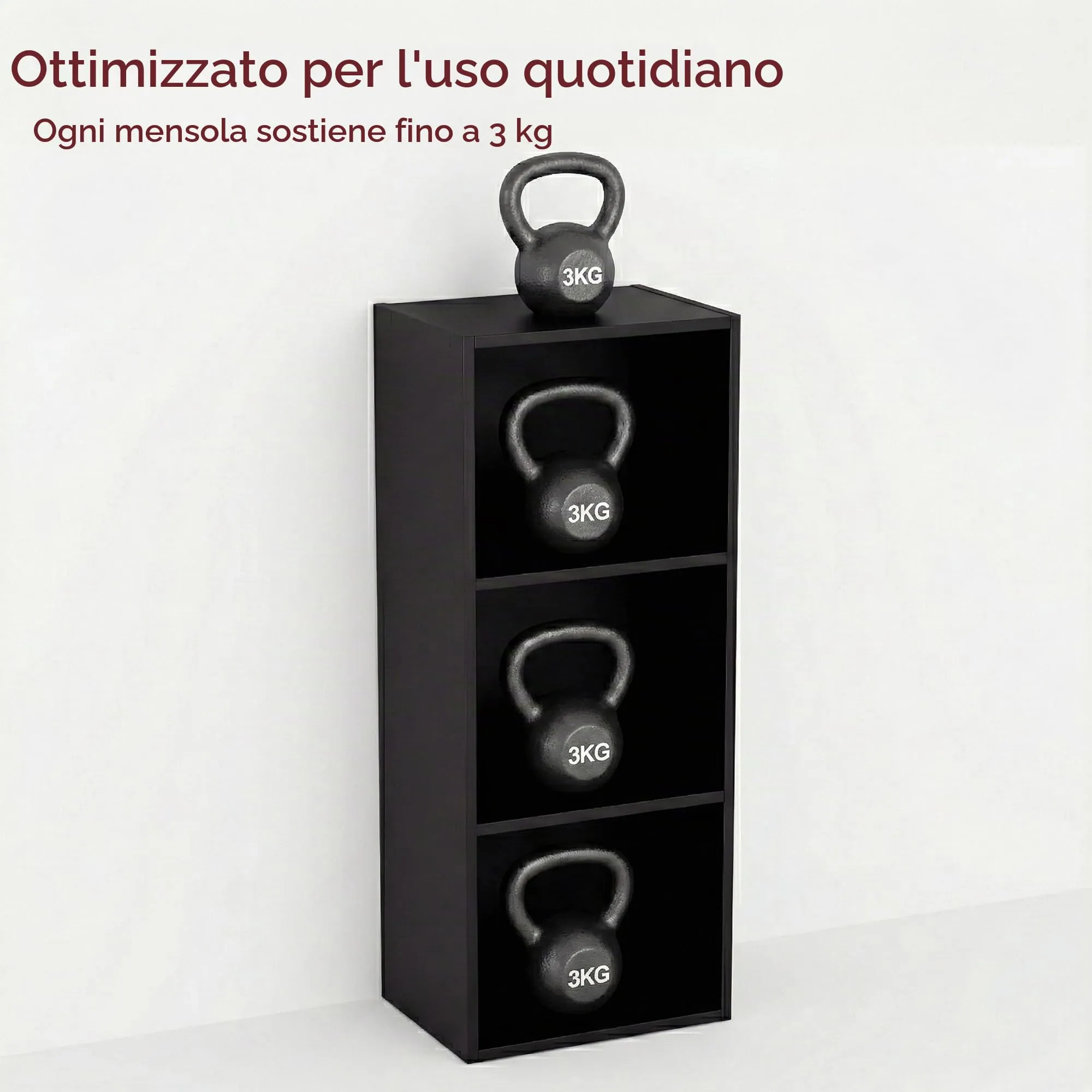 Vida Designs Oxford Libreria a cubi a 3 ripiani in legno, Nero - immagine 4