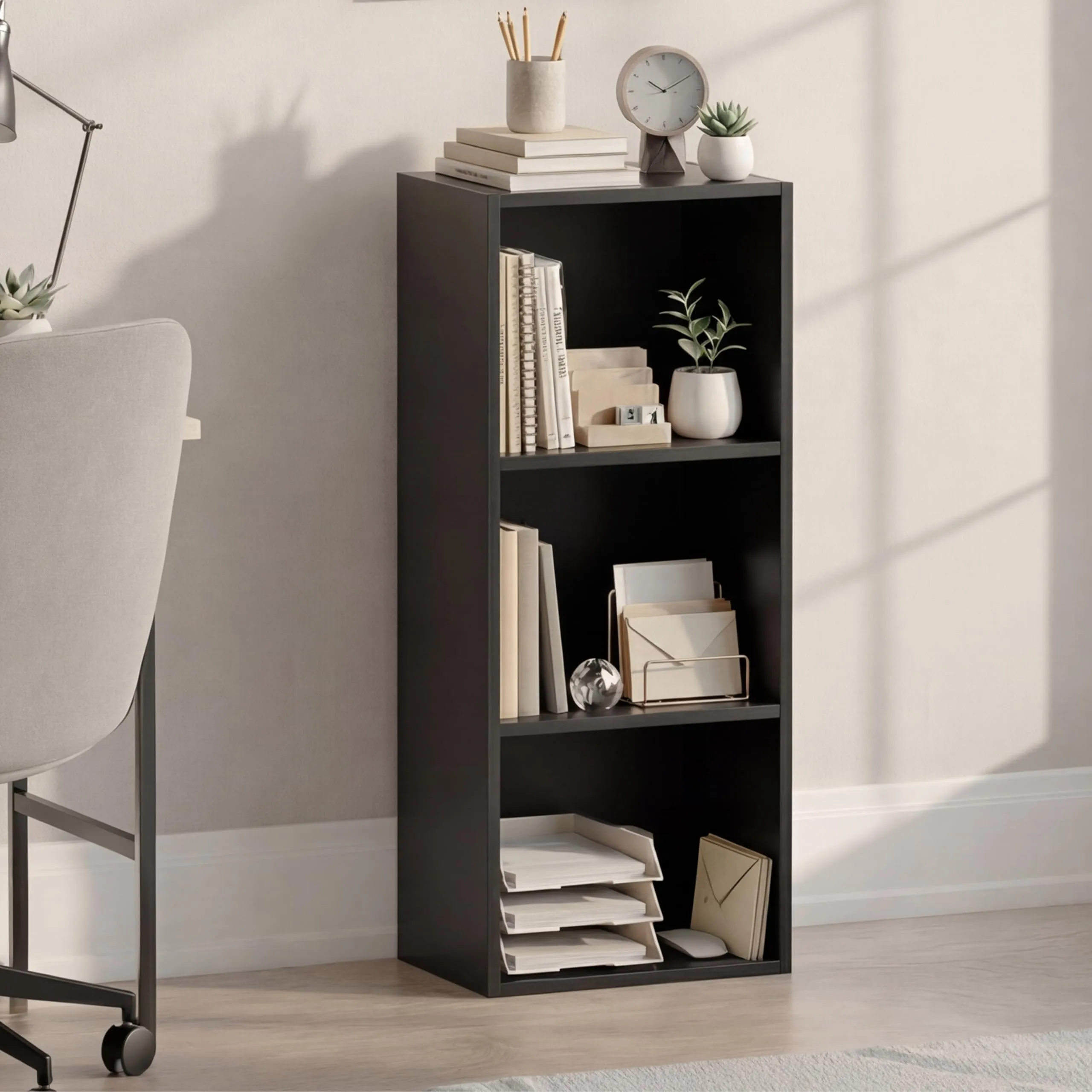 Vida Designs Oxford Libreria a cubi a 3 ripiani in legno, Nero - immagine 8