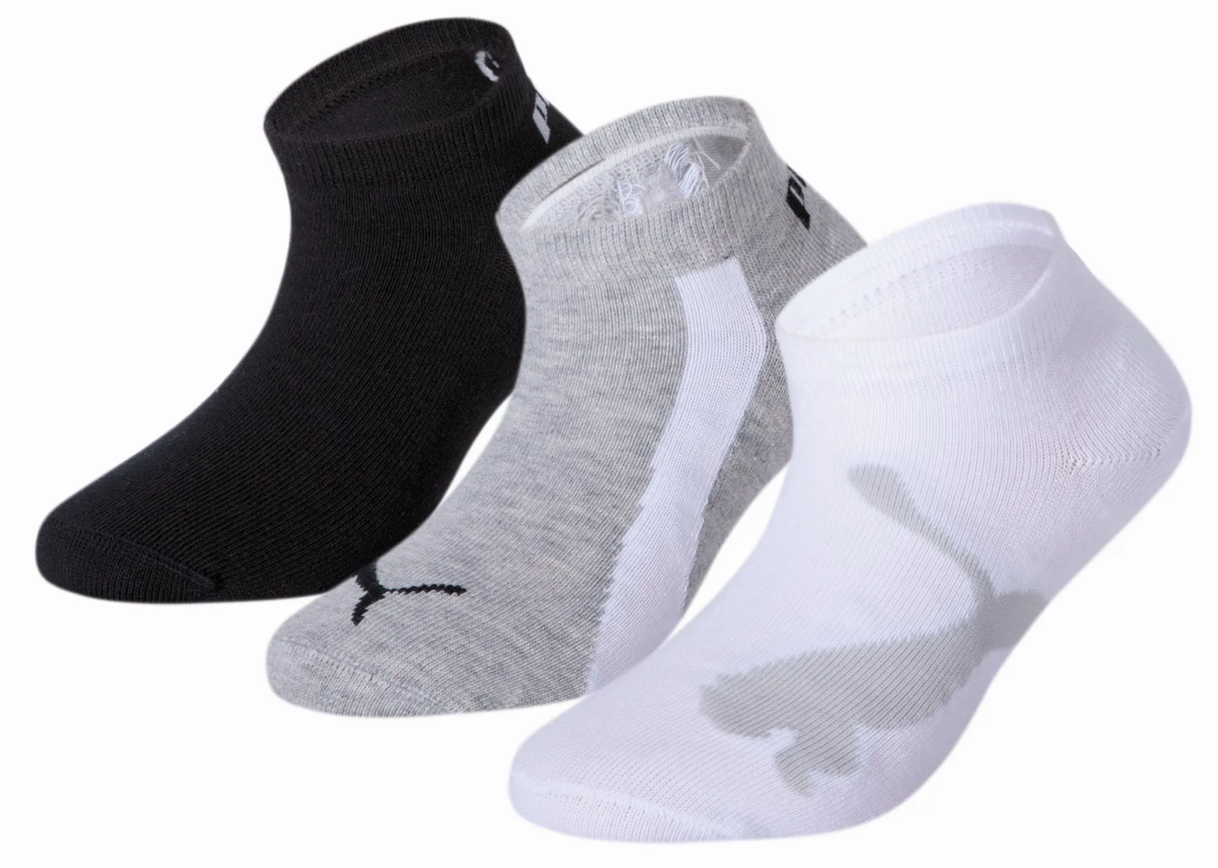 Puma Invisible Socks, Multicolor Black White Grey, 27-30 (Pack of 3), Unisex Kids and Youth - immagine 1