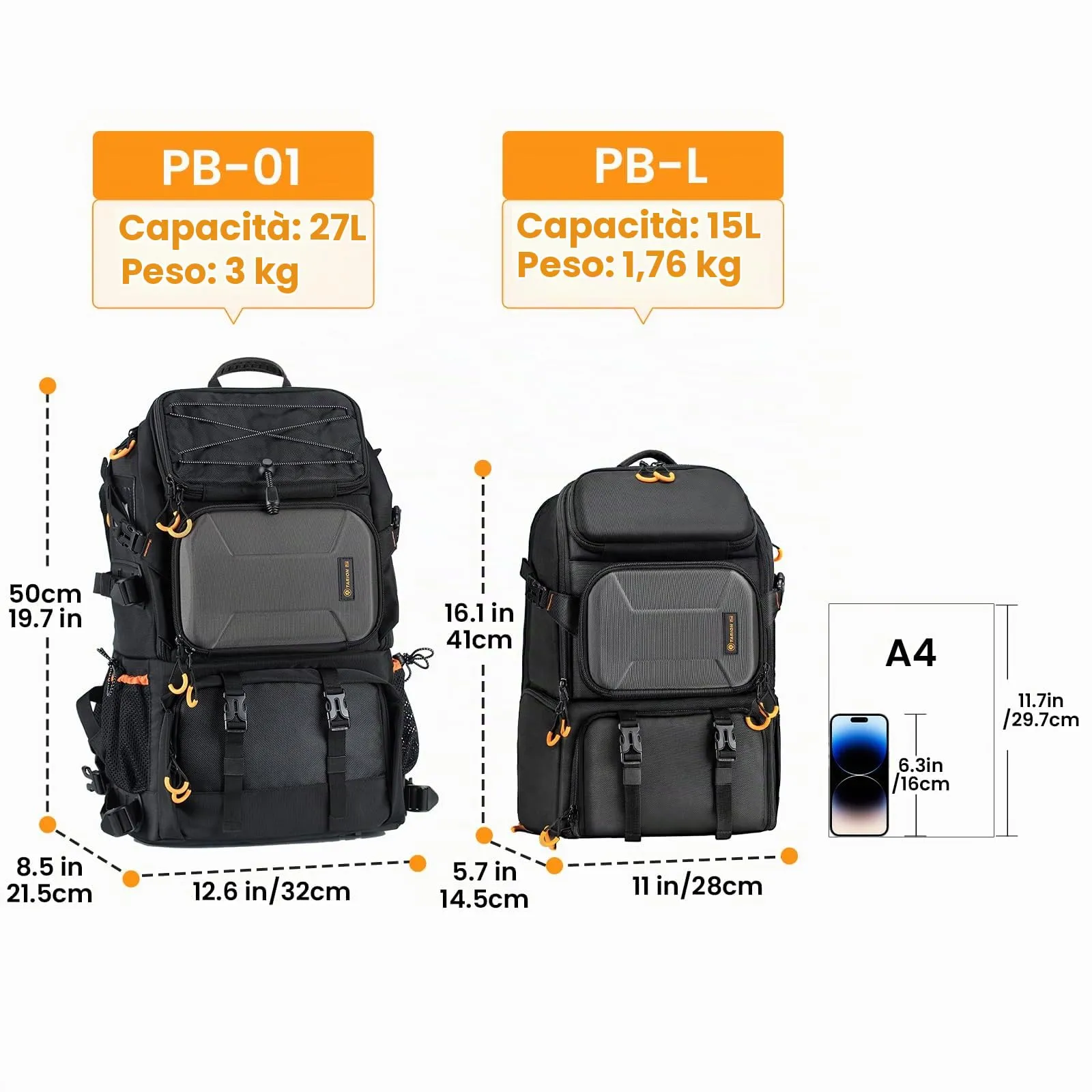 Tarion PB-01 Zaino Fotografico per Fotocamera e Laptop 15.6" - immagine 2