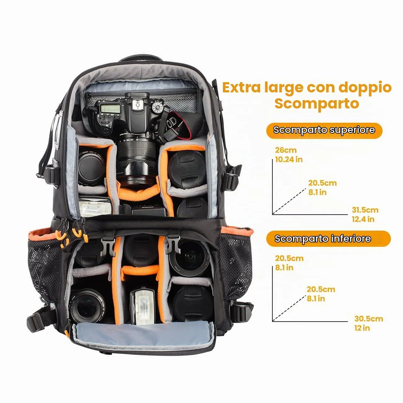 Tarion PB-01 Zaino Fotografico per Fotocamera e Laptop 15.6" - immagine 3