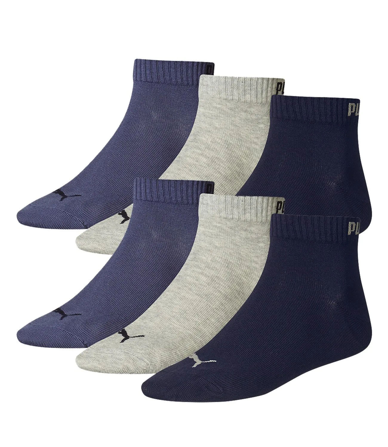 Puma Quarter Unisex Sport Socks, 6 Pairs, Navy/Grey/Nightshadow Blue, 39-42 - immagine 1
