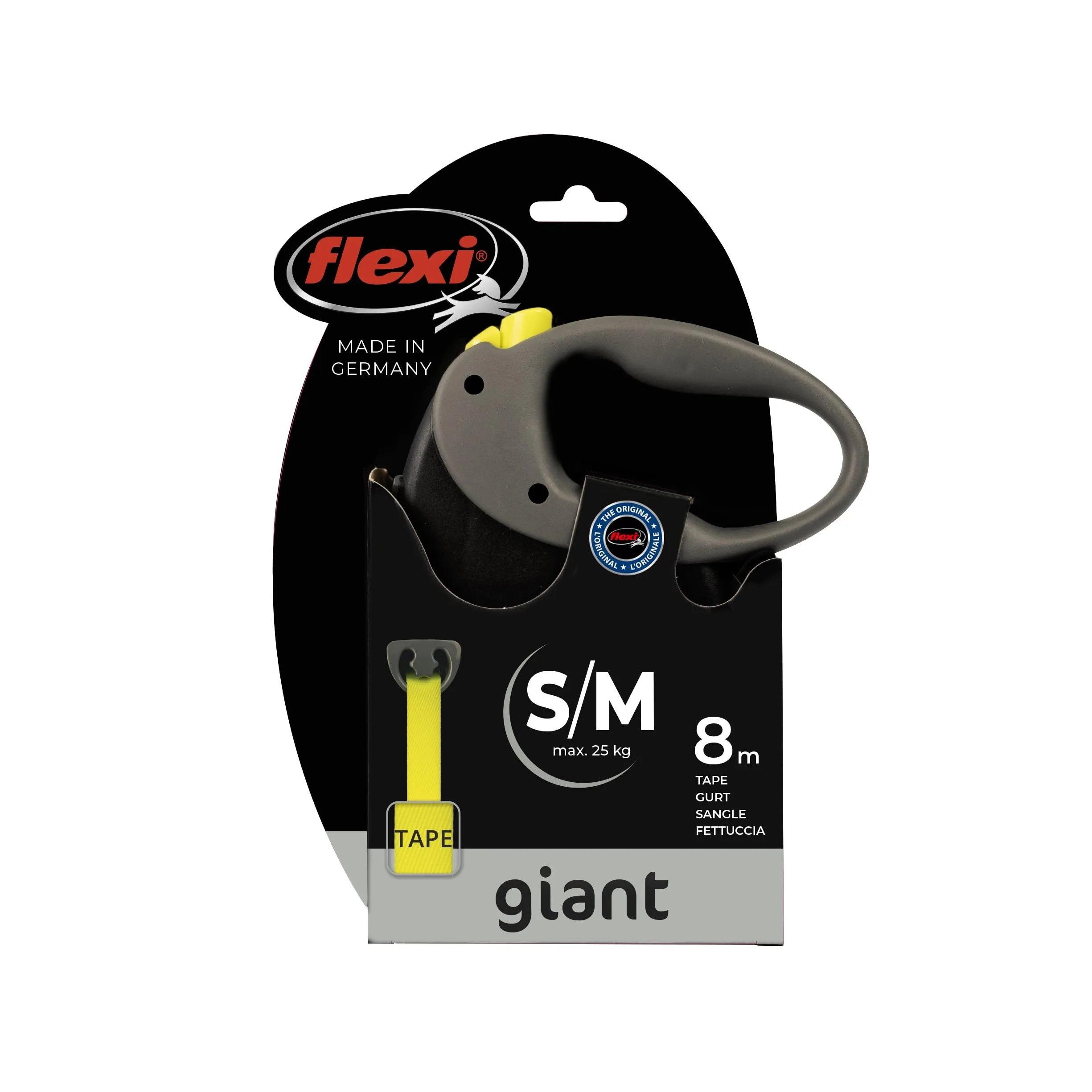 Flexi New Neon Tape Guinzaglio per cani allungabile riflettente, Taglia M, 8 Metri, Nero e Giallo - immagine 4
