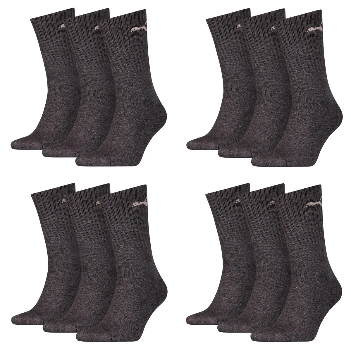 PUMA Unisex Crew Sport Socks 12-Pack - Antracite, 43-46 - immagine 1