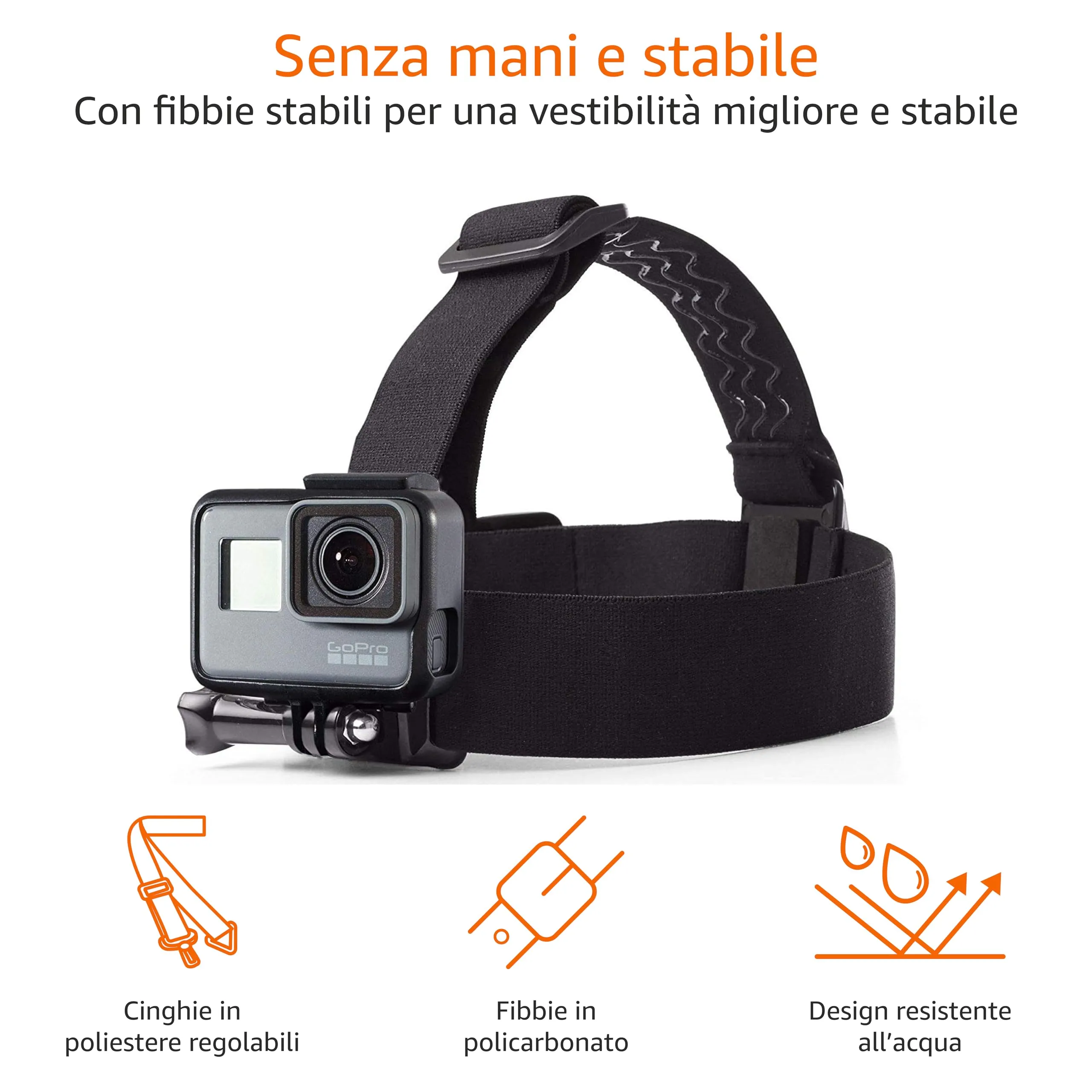 Amazon Basics Fascia da testa per GoPro, Nero - immagine 4