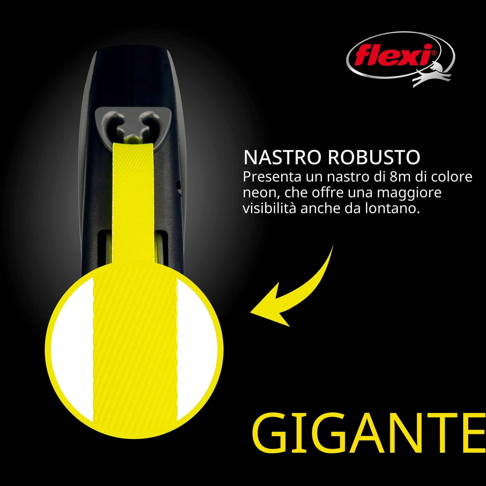 Flexi Giant Tape Guinzaglio Retrattile per Cani di Taglia Media fino a 25 kg, 8 m, Nero - immagine 3