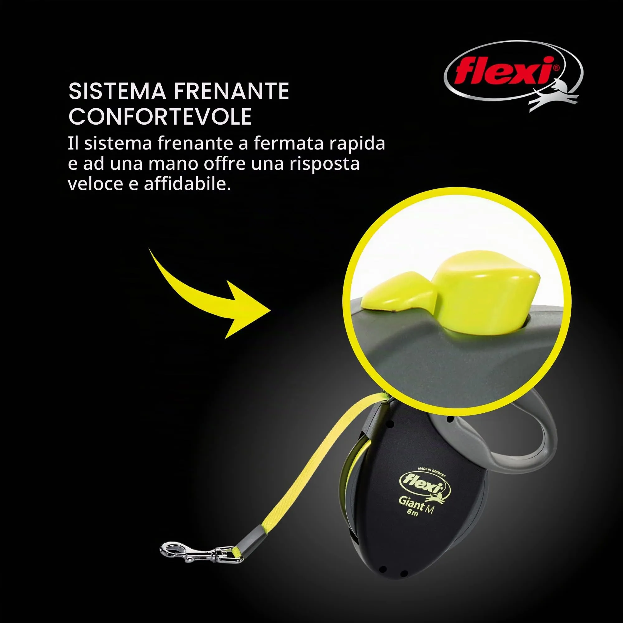 Flexi Giant Tape Guinzaglio Retrattile per Cani di Taglia Media fino a 25 kg, 8 m, Nero - immagine 5