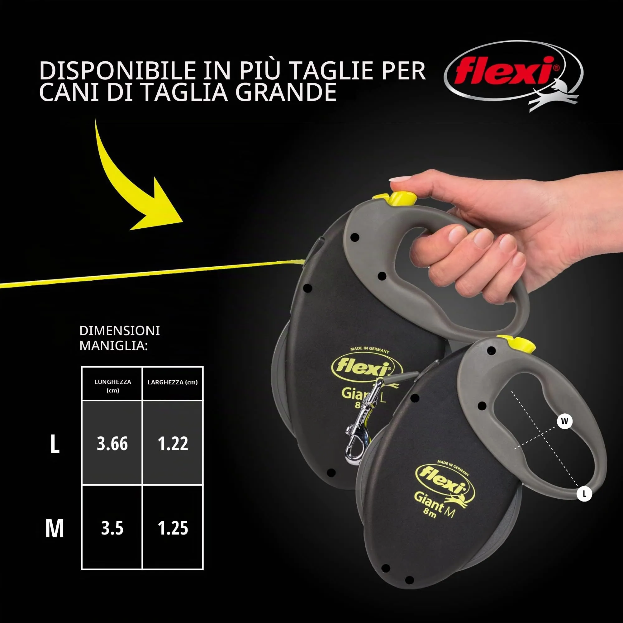 Flexi Giant Tape Guinzaglio Retrattile per Cani di Taglia Media fino a 25 kg, 8 m, Nero - immagine 6
