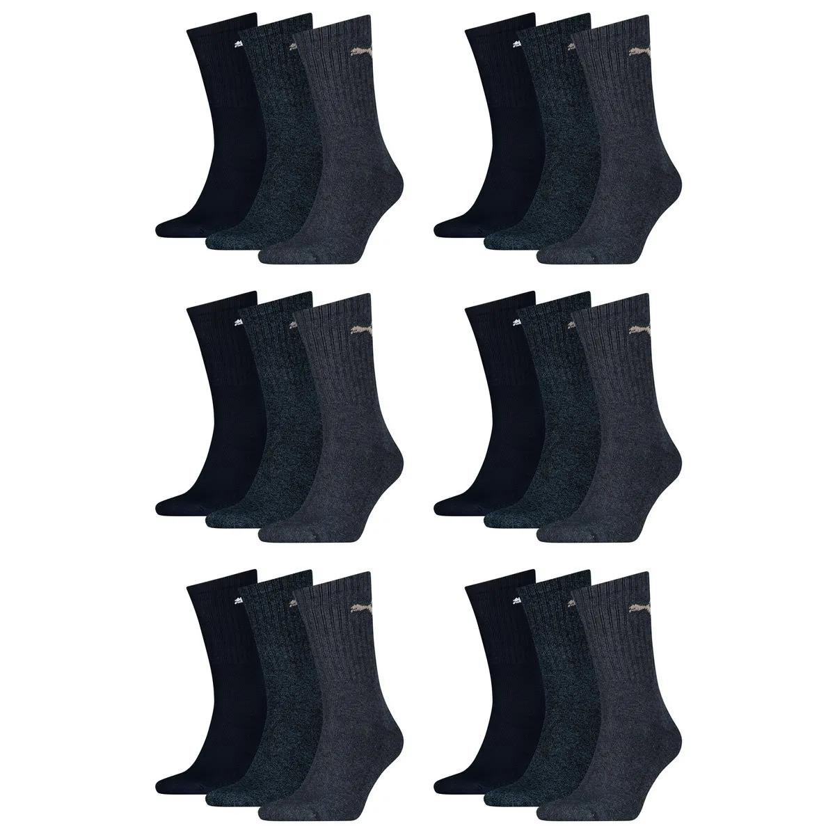 Puma Sport Socks Unisex, Navy, Size 39-42, 18 Pairs - immagine 1