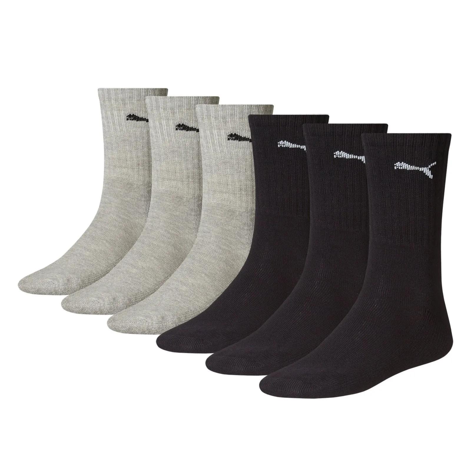 PUMA Cush Crew Sportsocken, 6 Paar, Multicolore (Nero/Grigio), 35-38, Unisex Adulto - immagine 1