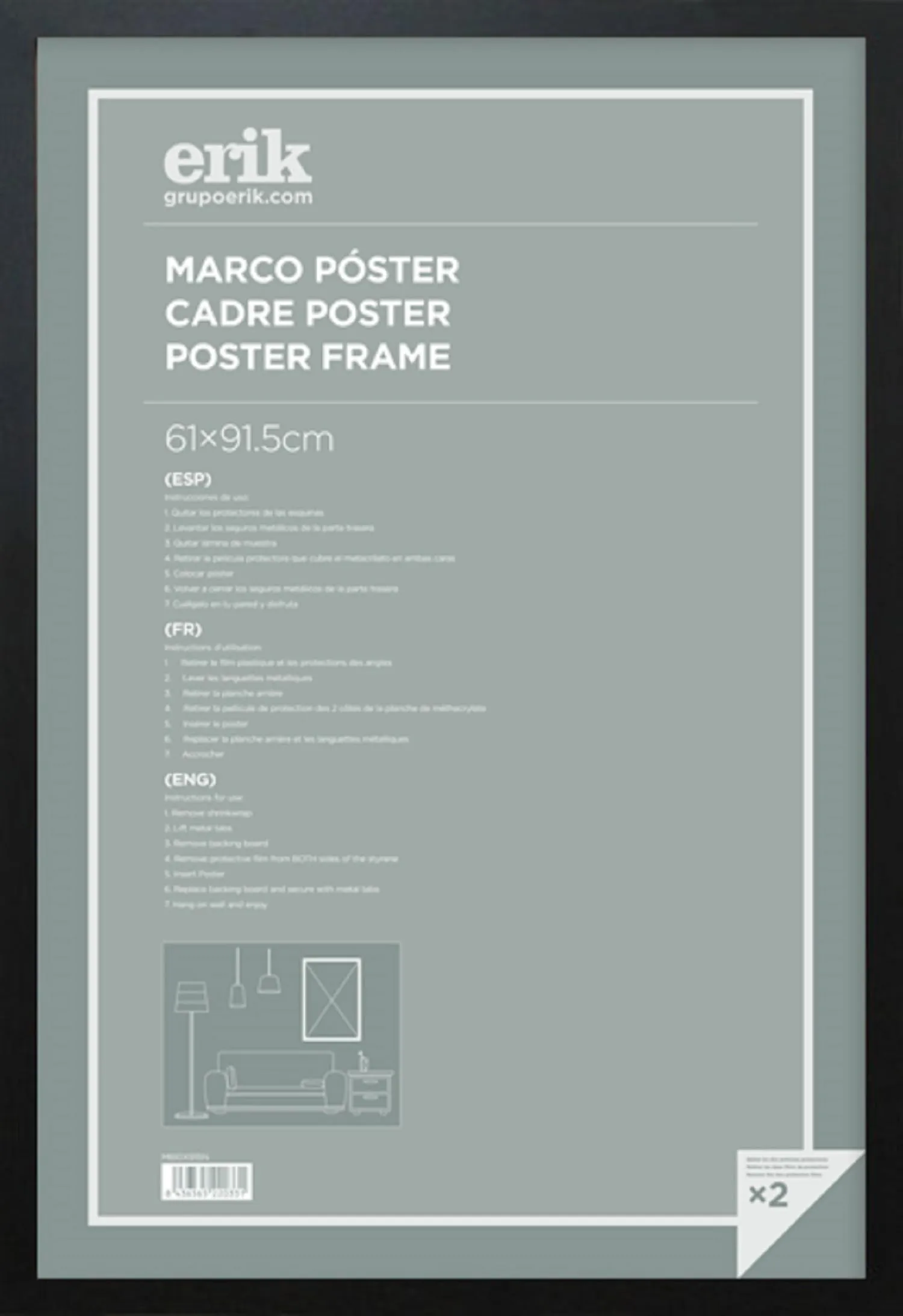 Grupo Erik Cornice Poster 61 x 91,5 cm Nero in legno MDF - immagine 1