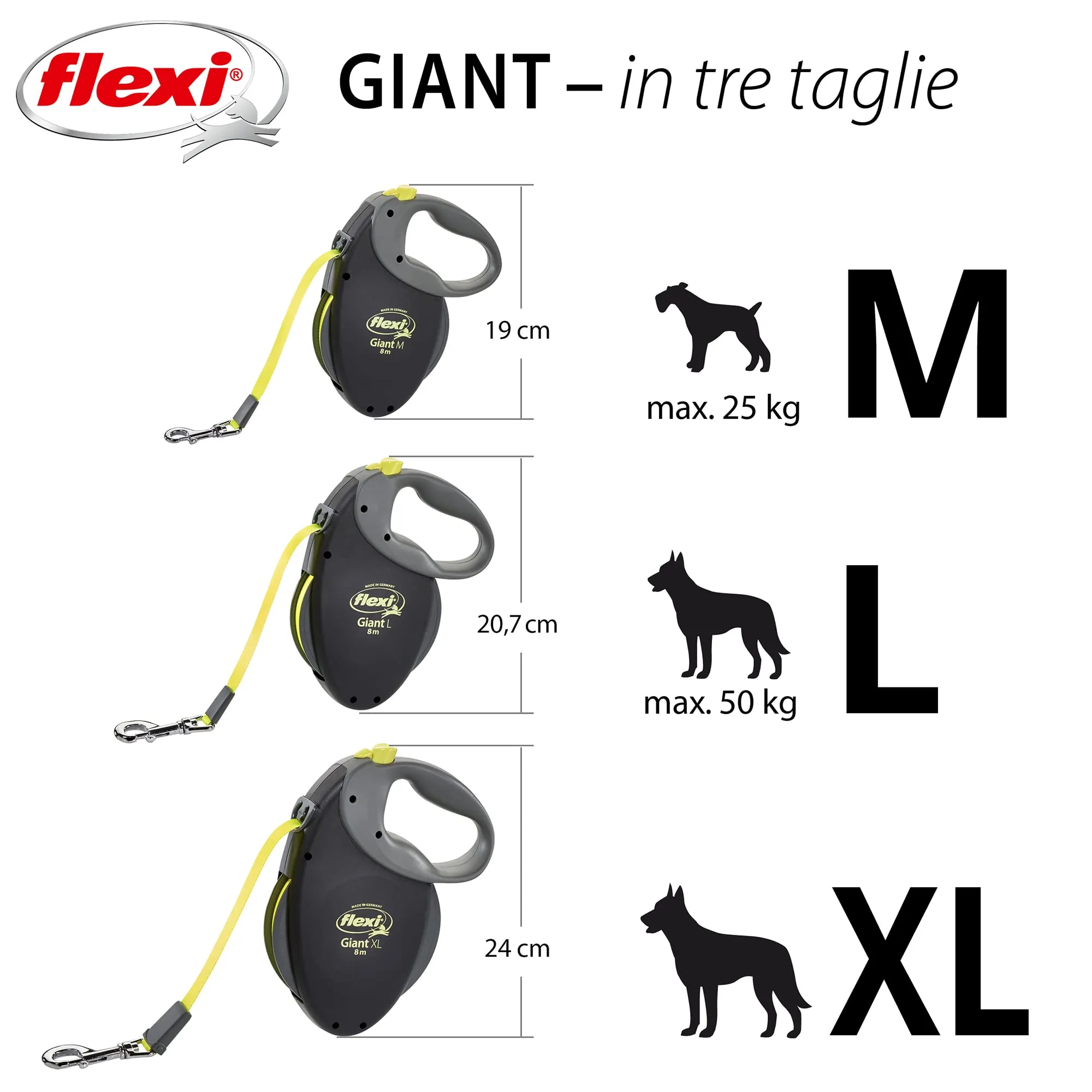 Flexi Giant Professional Guinzaglio Avvolgibile a Fettuccia, Nero/Neon, L - 10m - immagine 3