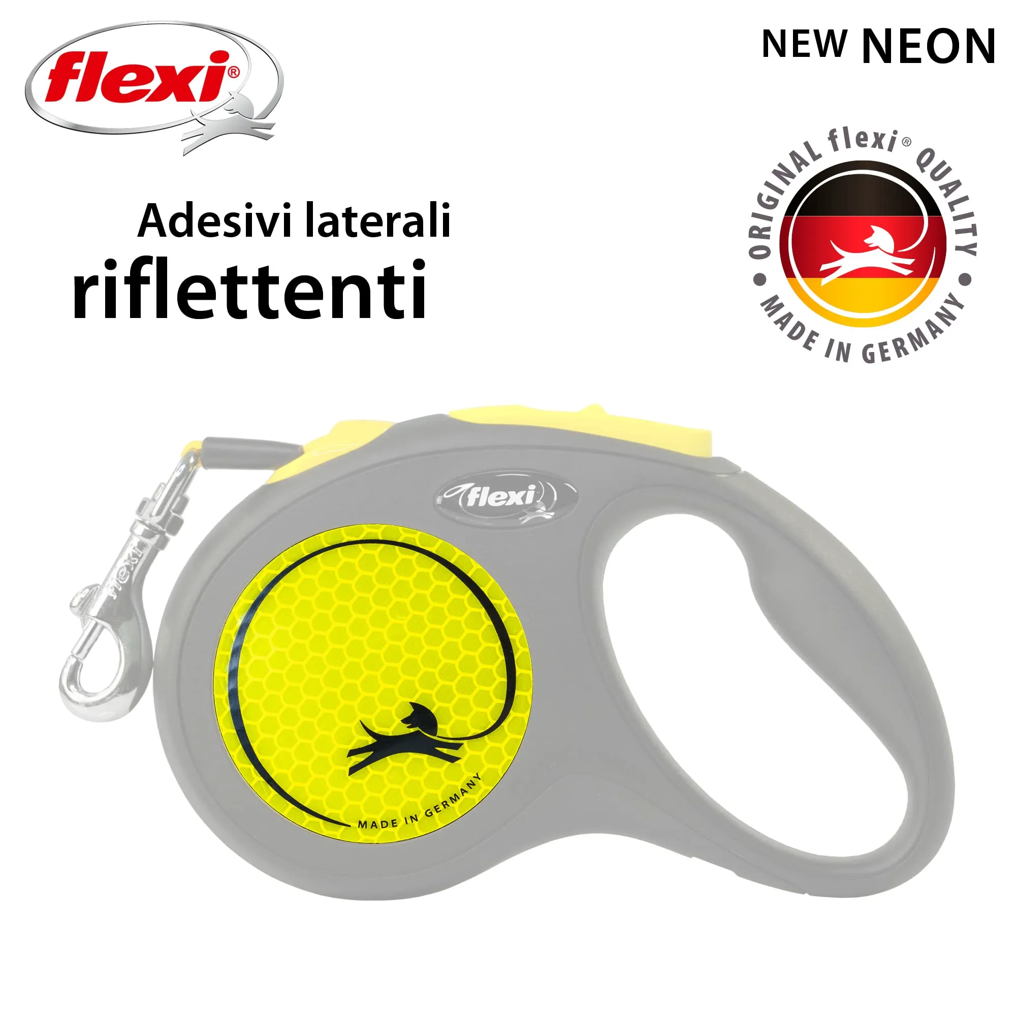 Flexi New Neon Tape Guinzaglio per cani allungabile riflettente, taglia S fino a 15 kg, lunghezza 5 metri, nero e giallo - immagine 3