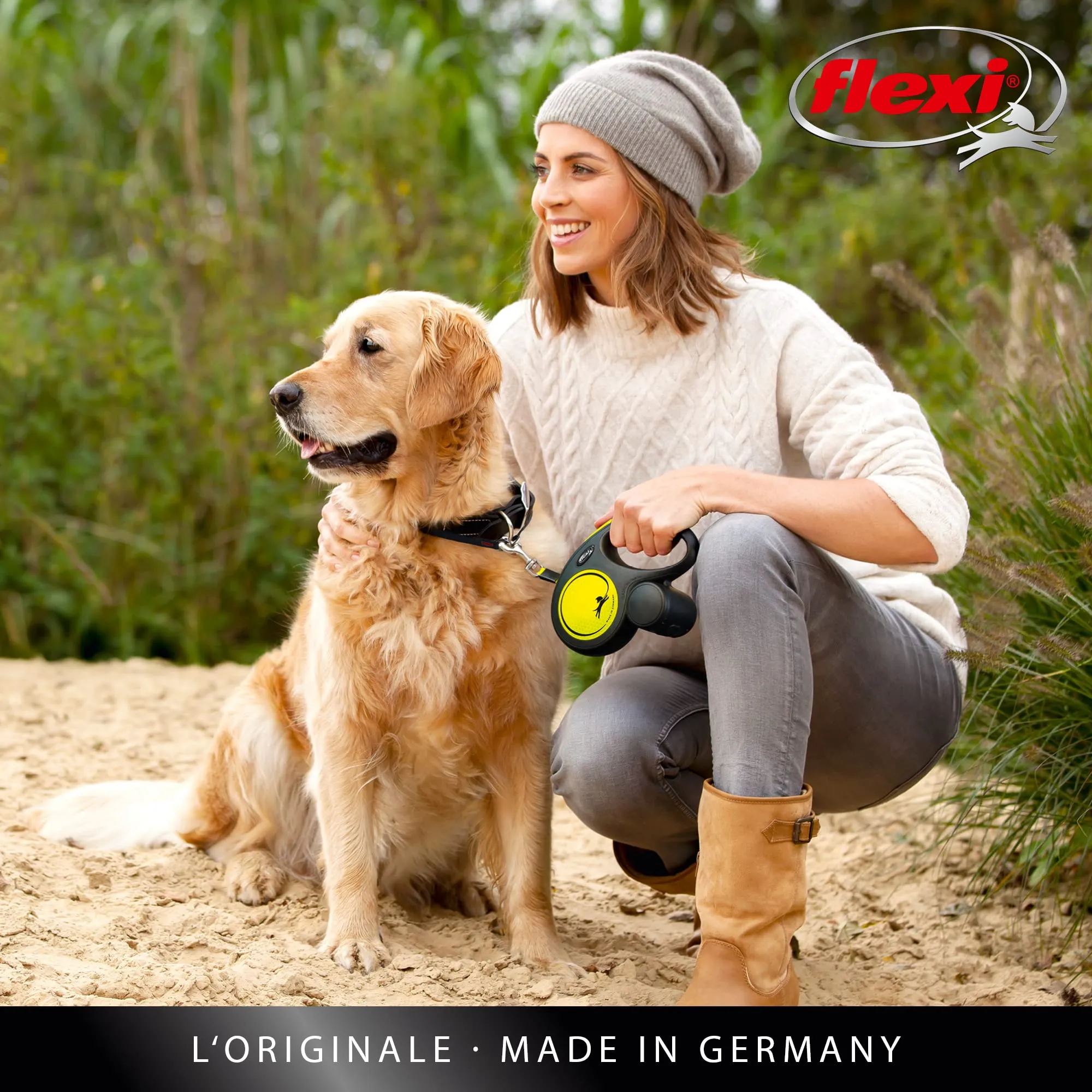 Flexi New Neon Tape Guinzaglio per cani allungabile riflettente, taglia S fino a 15 kg, lunghezza 5 metri, nero e giallo - immagine 7