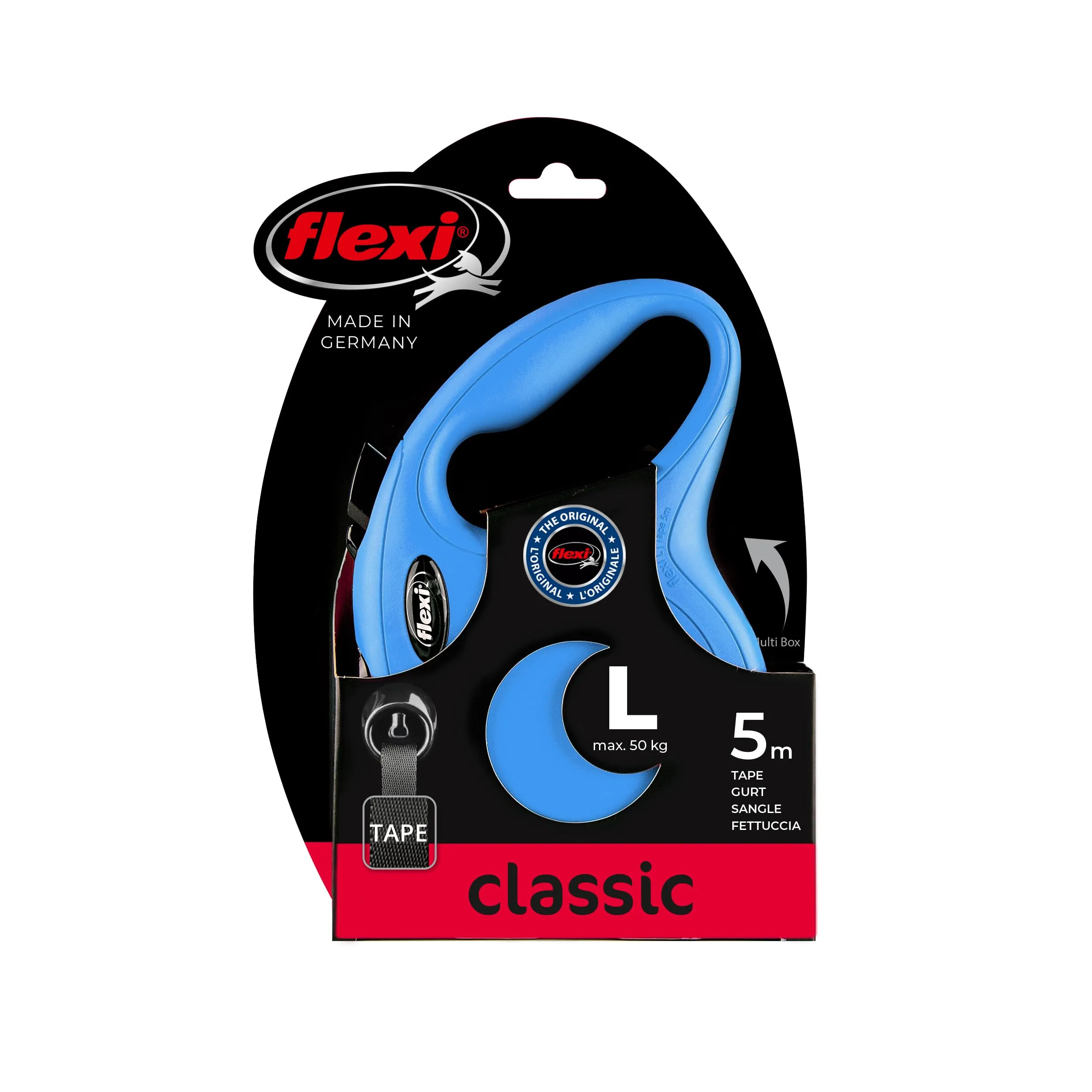 Flexi New Classic Guinzaglio per cani allungabile, 5 Metri, Taglia L fino a 50 kg, Blu - immagine 3