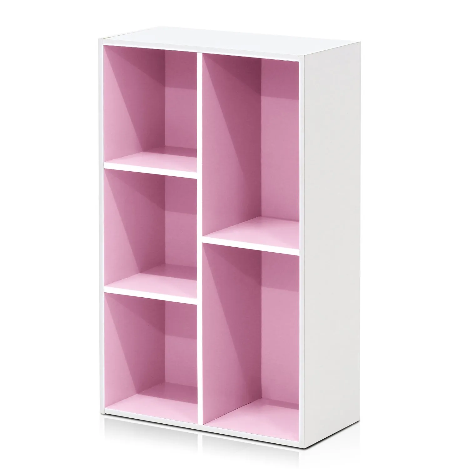 Furinno Luder Scaffale Aperto Reversibile a 5 Cubi, Bianco/Rosa - immagine 1