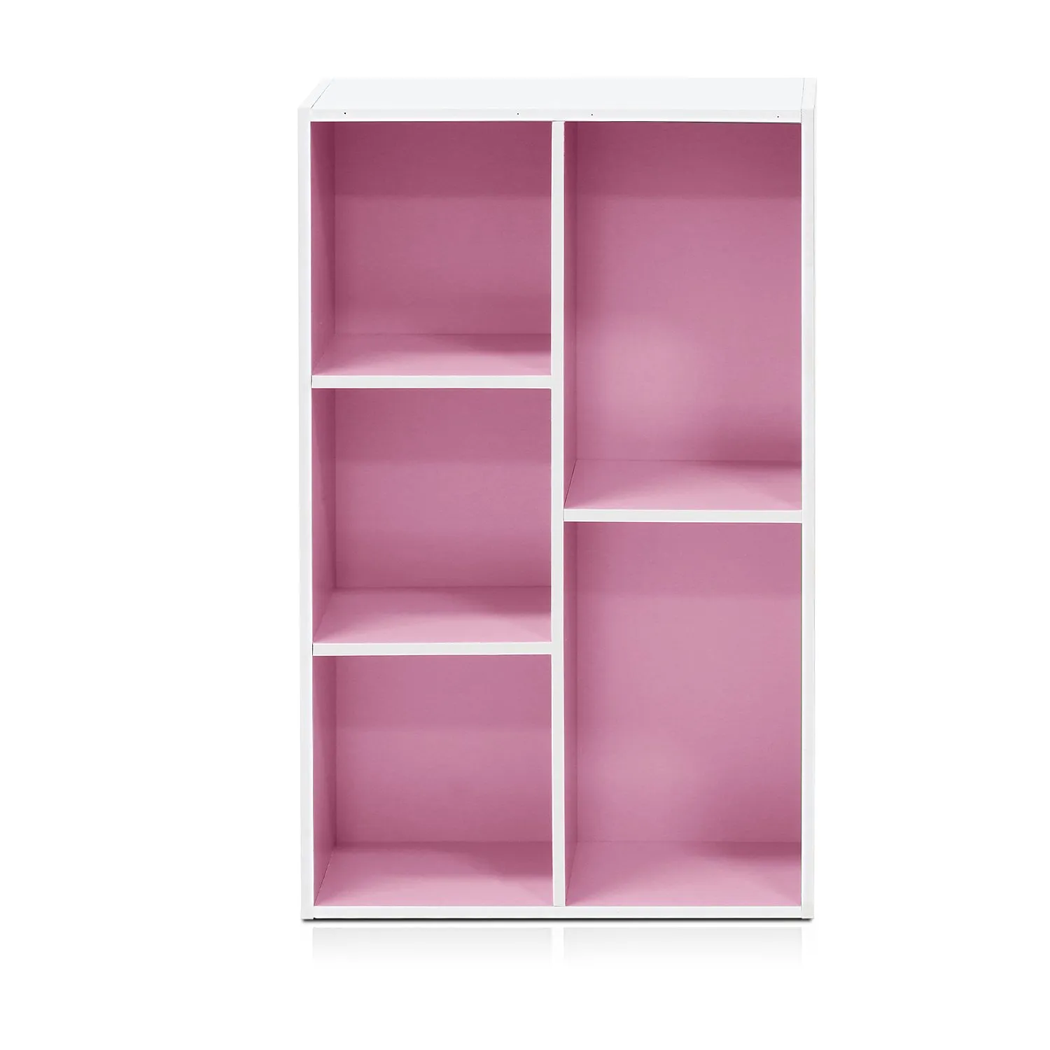 Furinno Luder Scaffale Aperto Reversibile a 5 Cubi, Bianco/Rosa - immagine 4