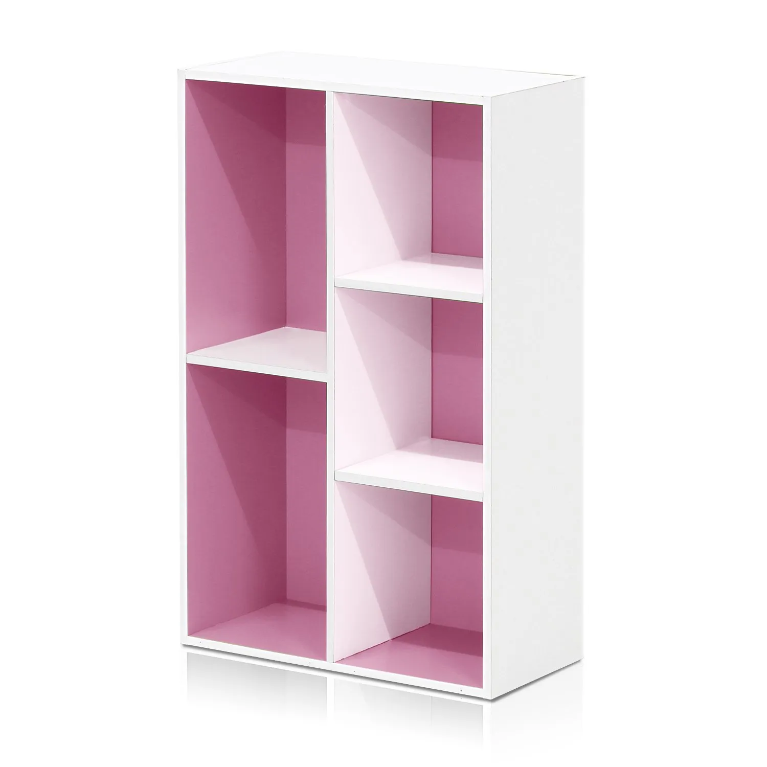 Furinno Luder Scaffale Aperto Reversibile a 5 Cubi, Bianco/Rosa - immagine 5