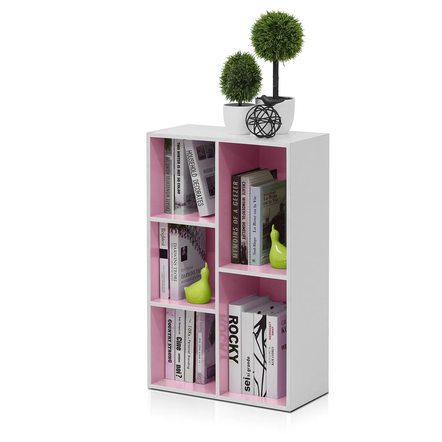 Furinno Luder Scaffale Aperto Reversibile a 5 Cubi, Bianco/Rosa - immagine 7