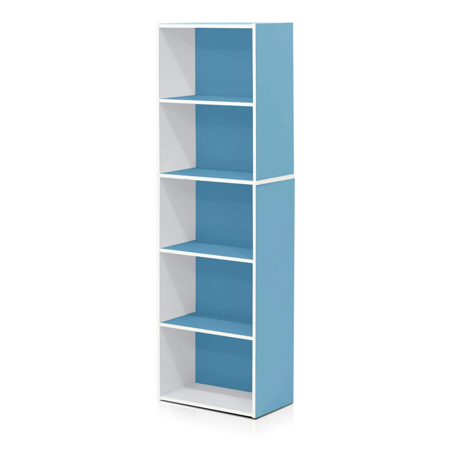 Furinno Luder Libreria a ripiani a 5 livelli, Bianco/Azzurro - immagine 6