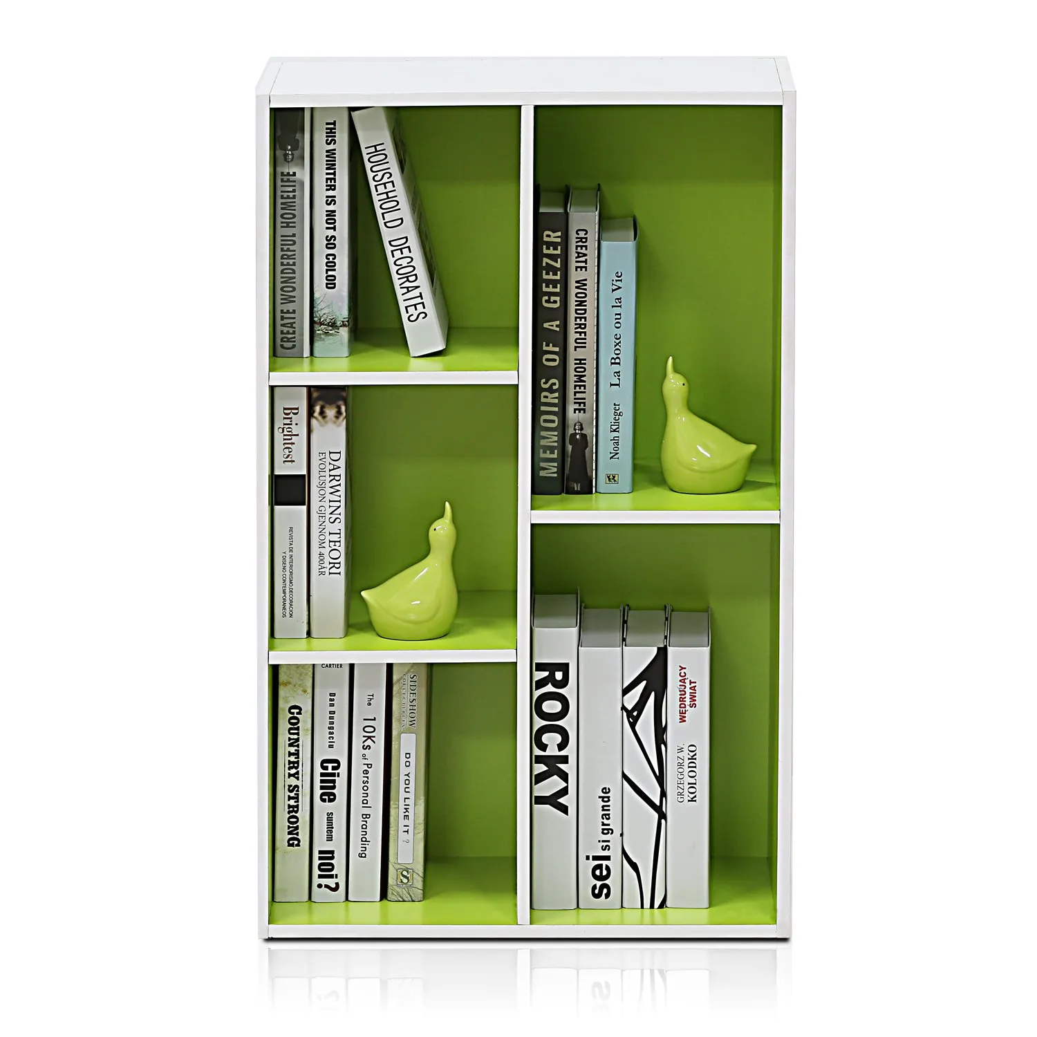 Furinno Luder Scaffale Aperto Reversibile a 5 Cubi, Bianco/Verde - immagine 5