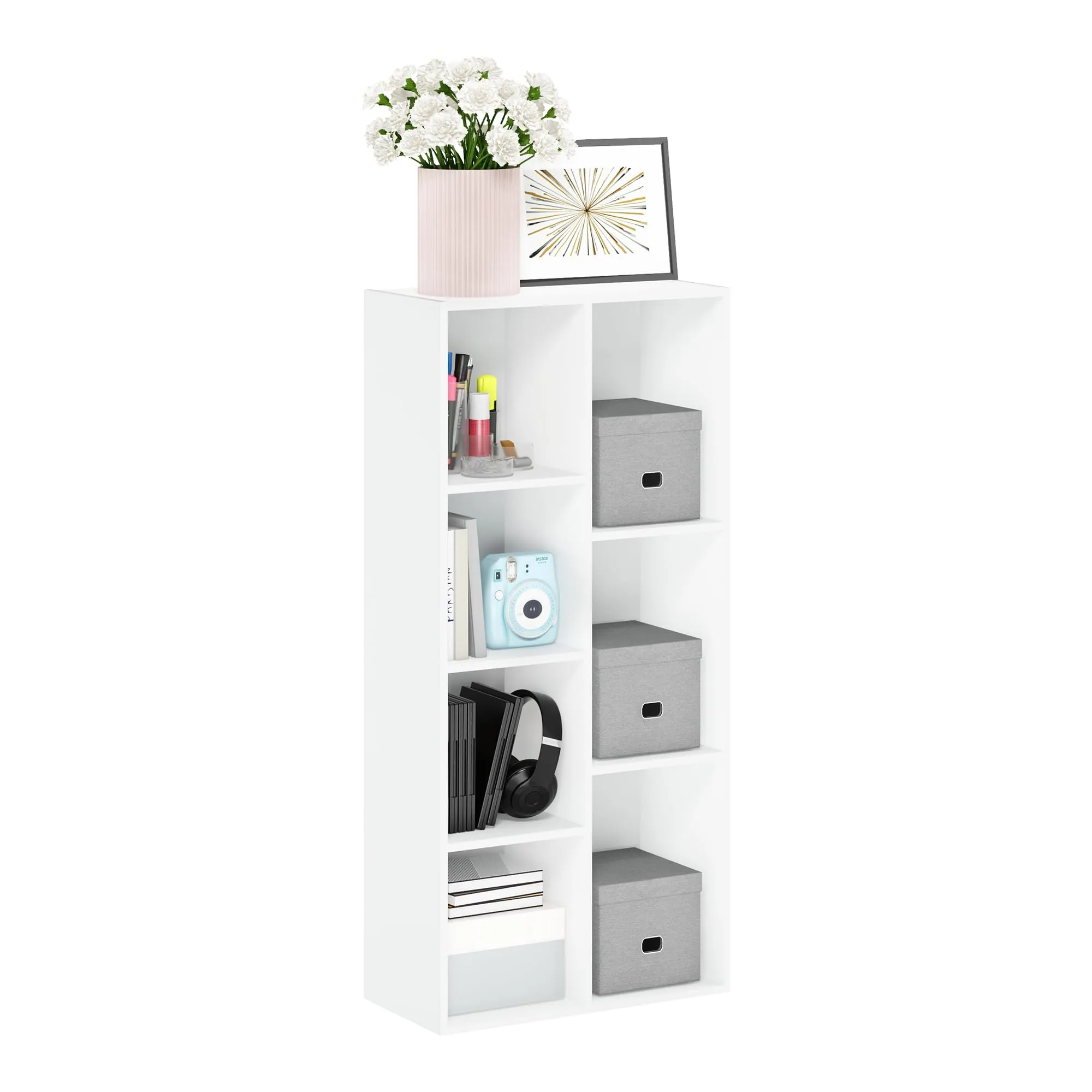 Furinno Luder Scaffale Aperto Reversibile a 7 Cubi, Bianco - immagine 1