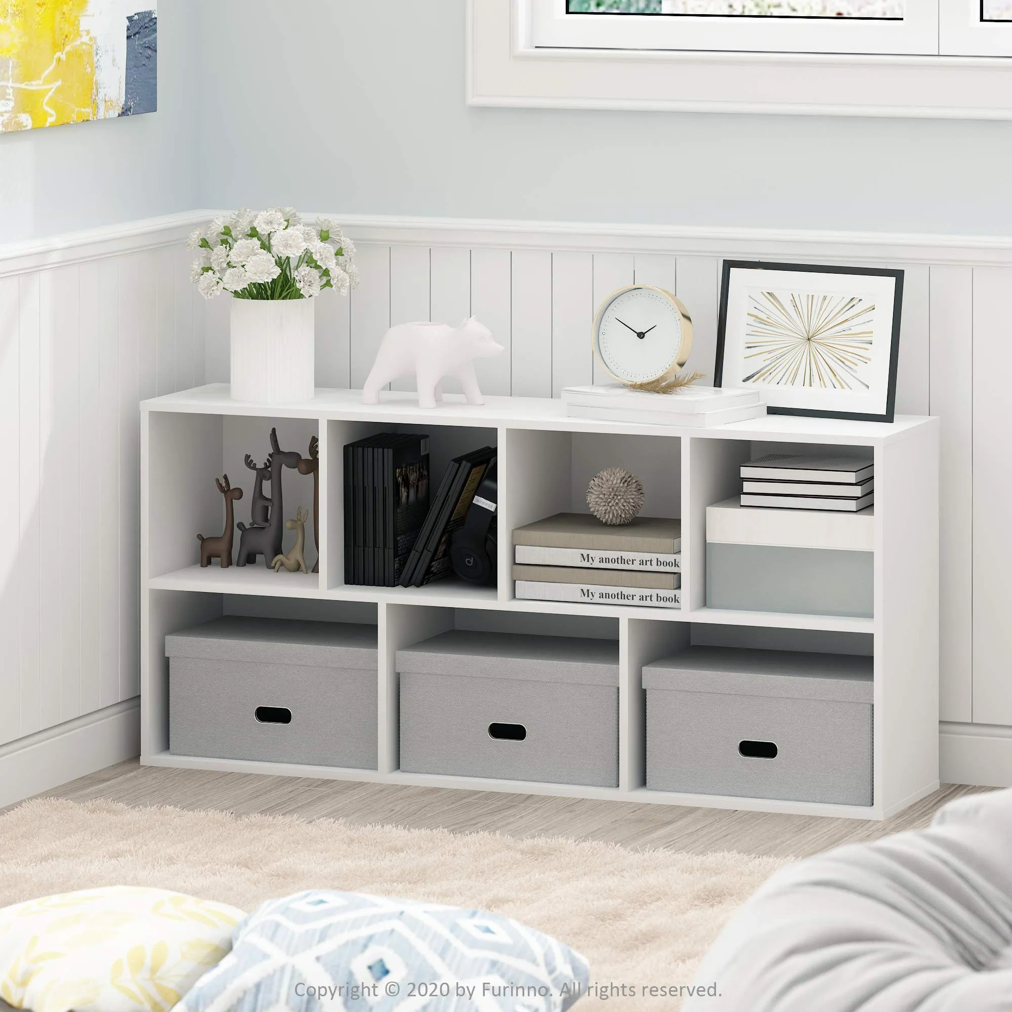 Furinno Luder Scaffale Aperto Reversibile a 7 Cubi, Bianco - immagine 2