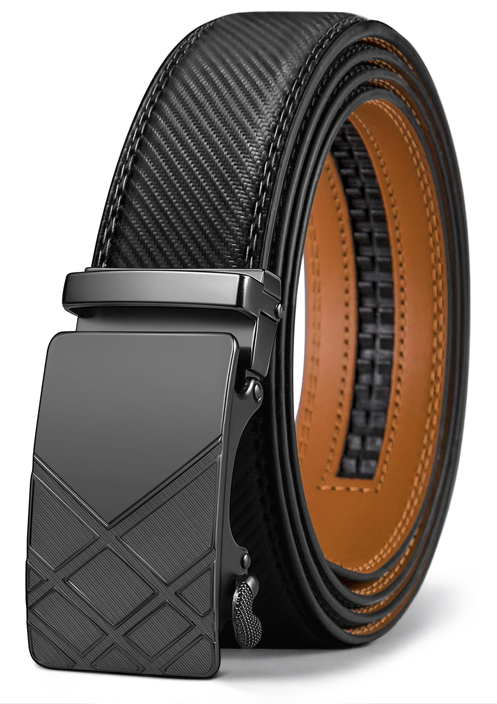 BULLIANT Cintura in Pelle Uomo Cricchetto Automatica Fibbia 35mm, Nero, 110cm - immagine 1