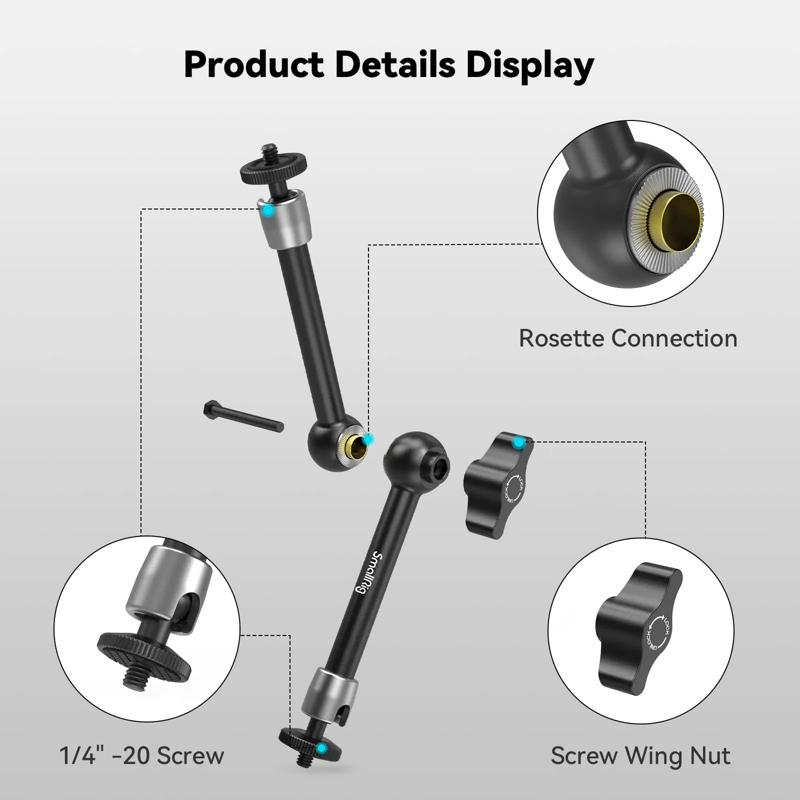 SmallRig Magic Arm Articulating Arm 10 Inches for Monitor - 2066B - immagine 2