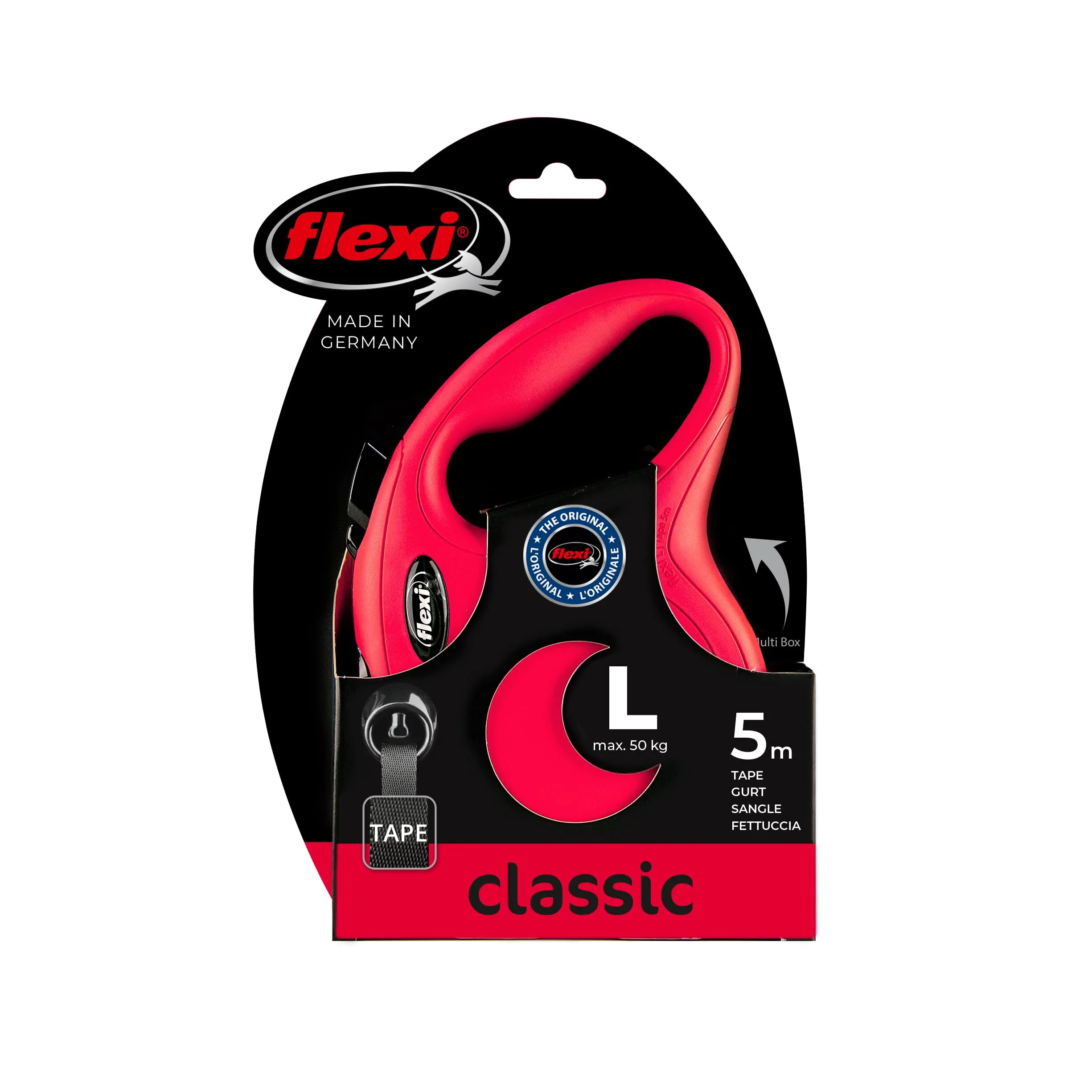 Flexi New Classic Guinzaglio per cani allungabile, 5 Metri, Taglia L fino a 50 KG, Rosso - immagine 3