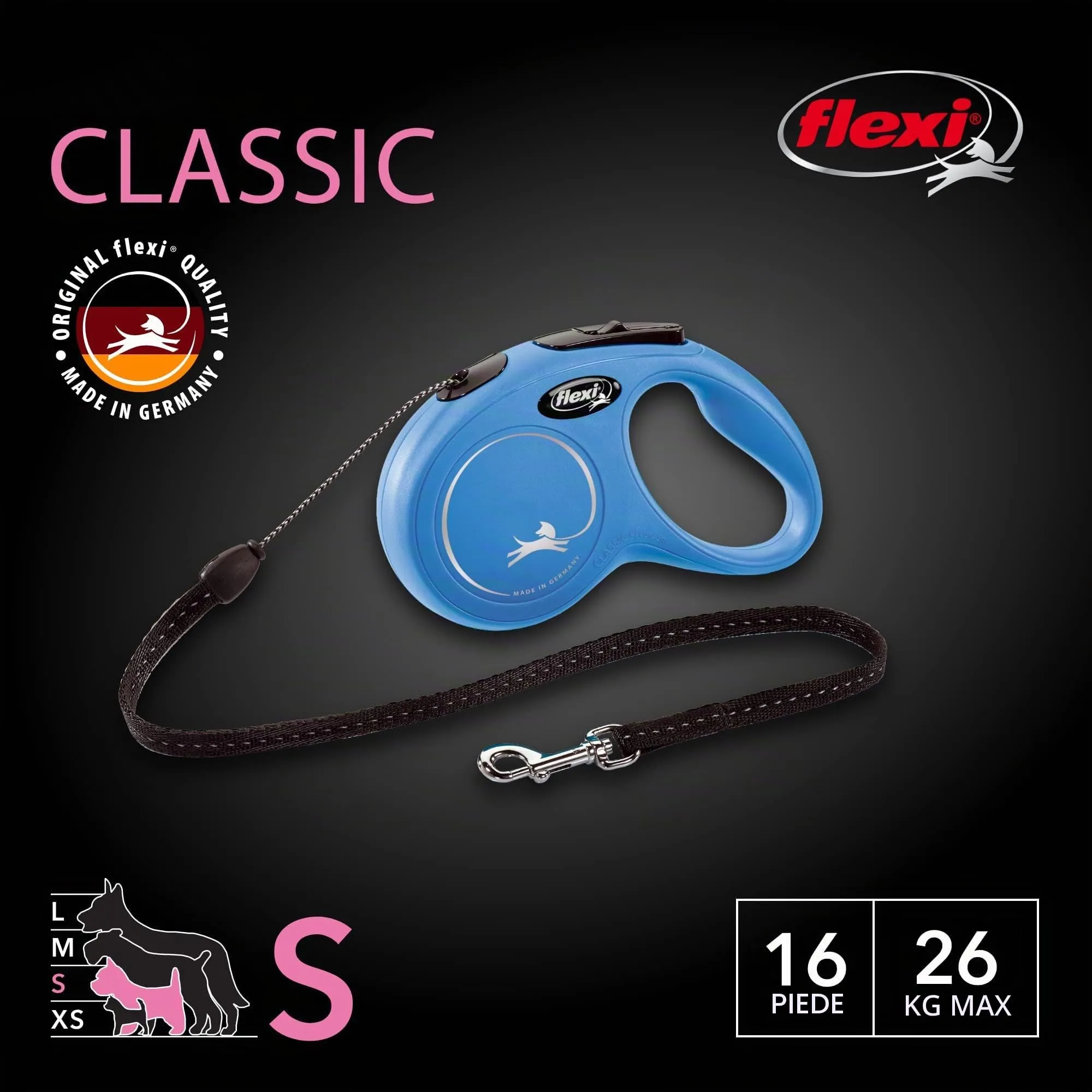 Flexi Guinzaglio Retrattile Classico per Cani, 4,9 m, Piccolo, Blu - immagine 2