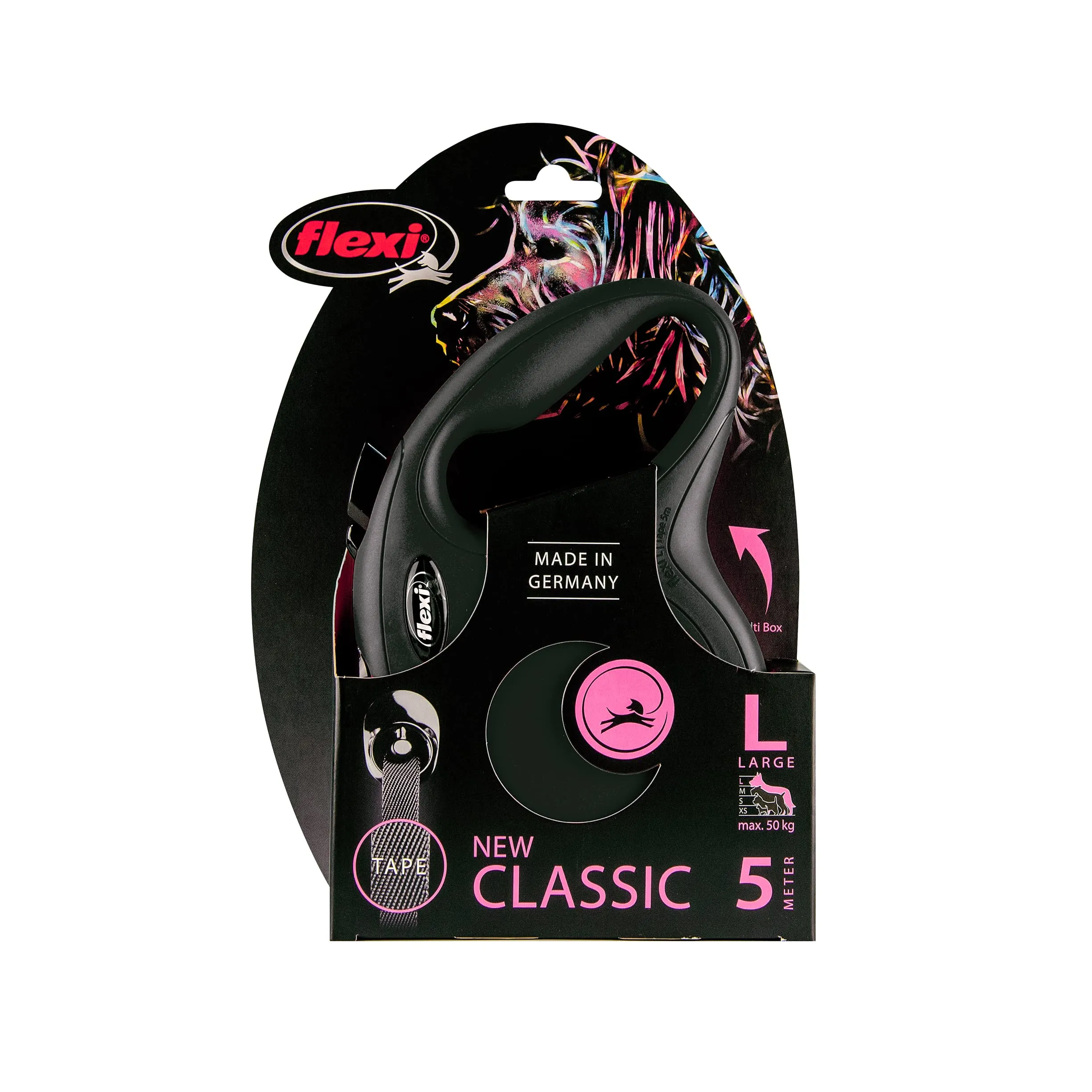Flexi Guinzaglio Mulinello Classic Band 5 Metri 50 kg Nero - immagine 6