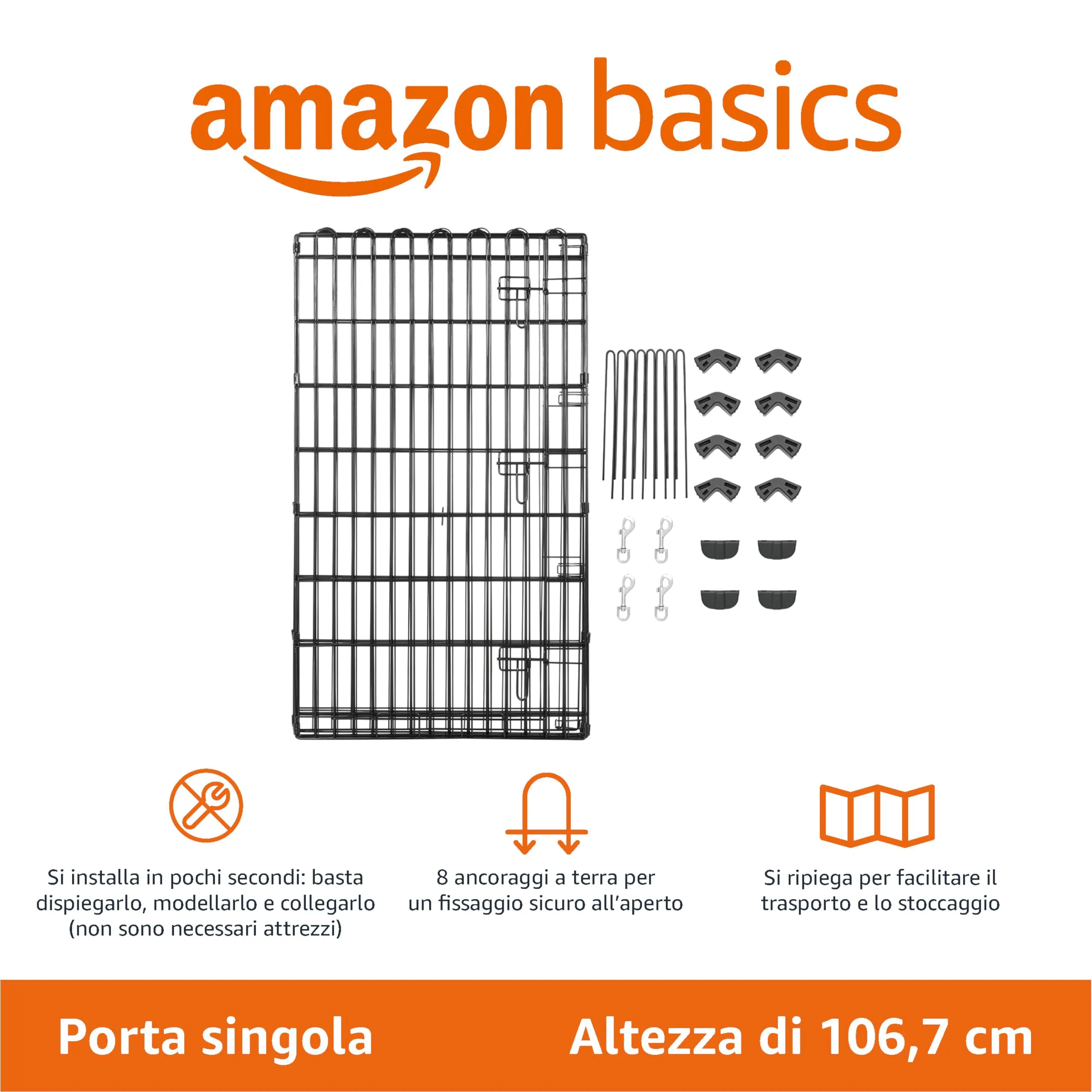 Amazon Basics Recinto per Cani da Interno, Ottagonale Pieghevole in Metallo, 107 cm, Nero - immagine 2