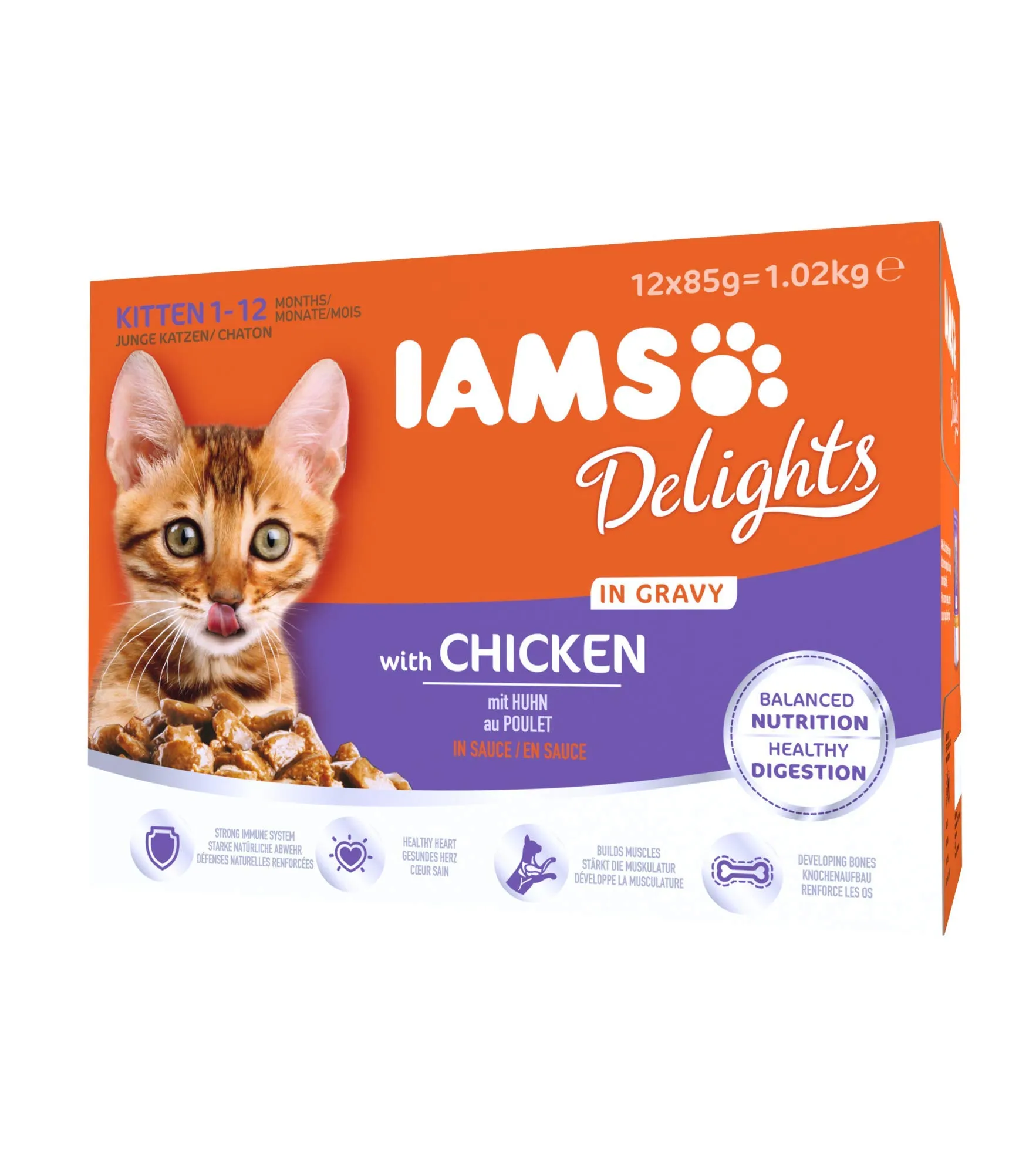 IAMS Delights Alimento Umido in Gelatina per Gattini con Pollo, 12x85g - immagine 2
