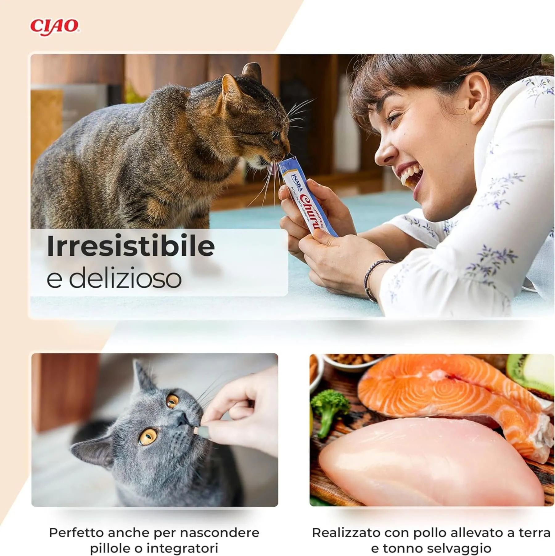 INABA Churu Hairball Control Snack per Gatti al Tonno, 4x14g - immagine 3