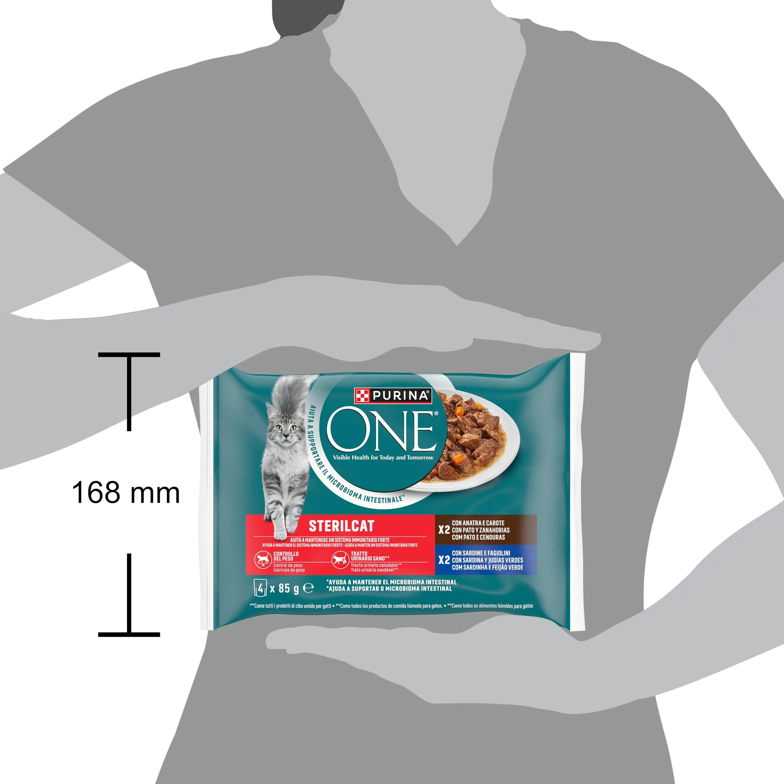 Purina ONE Sterilcat Filettini in Salsa per Gatti Sterilizzati Anatra e Sardine, 48 buste da 85g - immagine 3