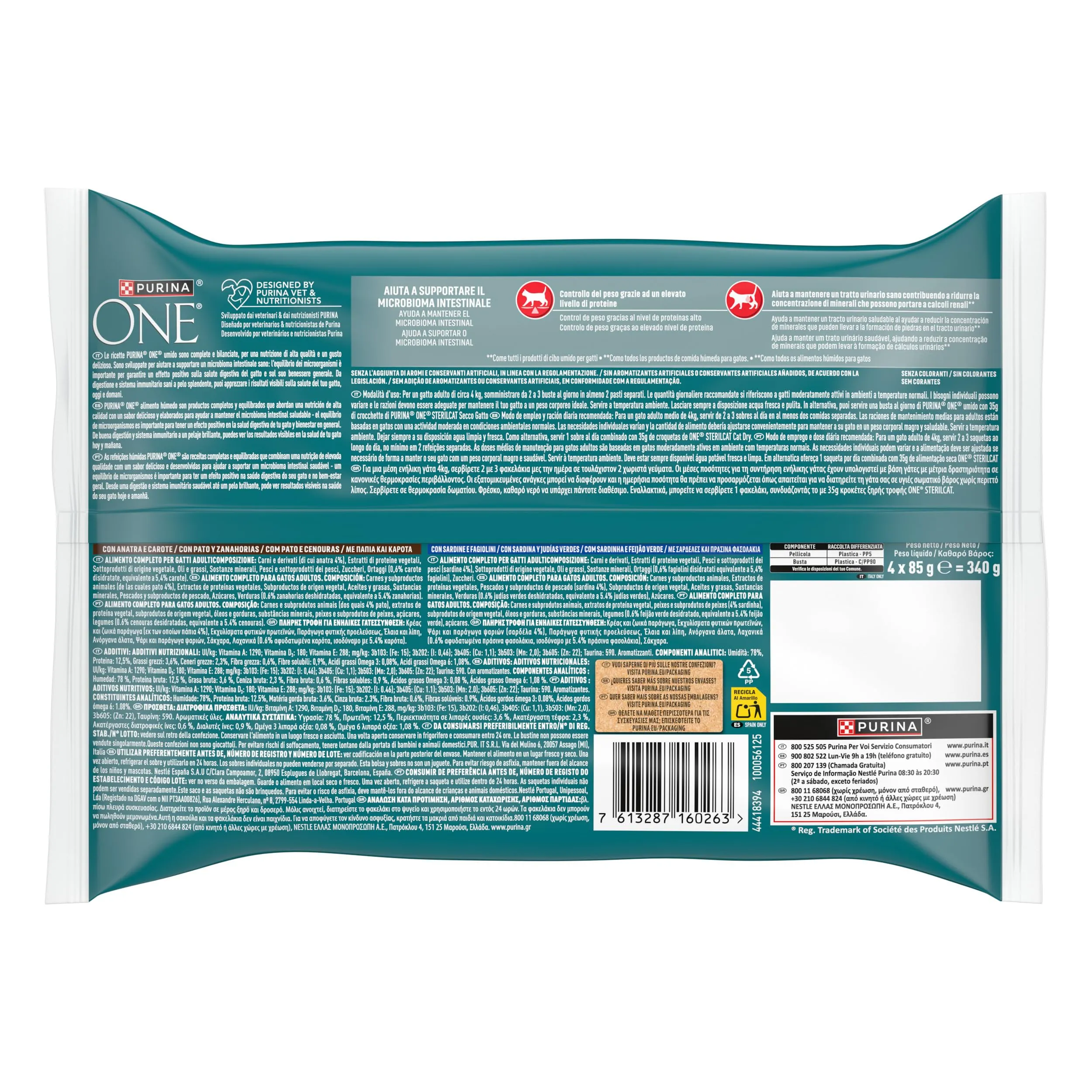 Purina ONE Sterilcat Filettini in Salsa per Gatti Sterilizzati Anatra e Sardine, 48 buste da 85g - immagine 6