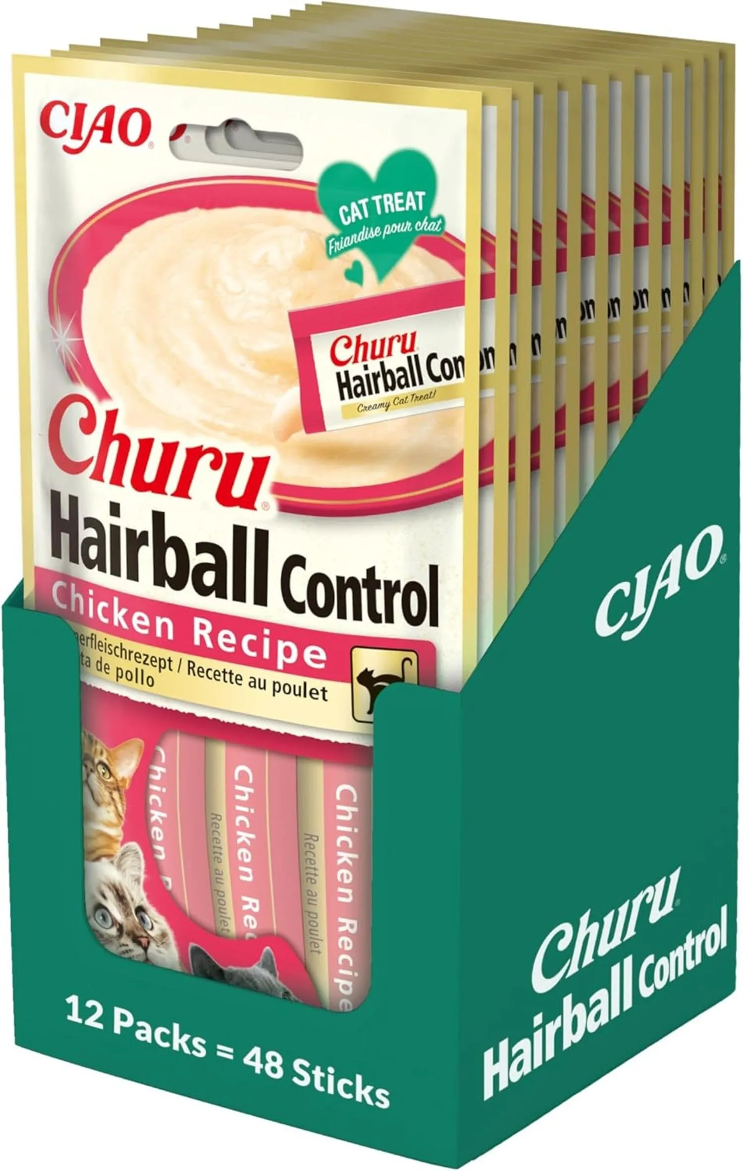 Inaba Churu Hairball Control Snack per Gatti al Pollo, 48x14g - immagine 1