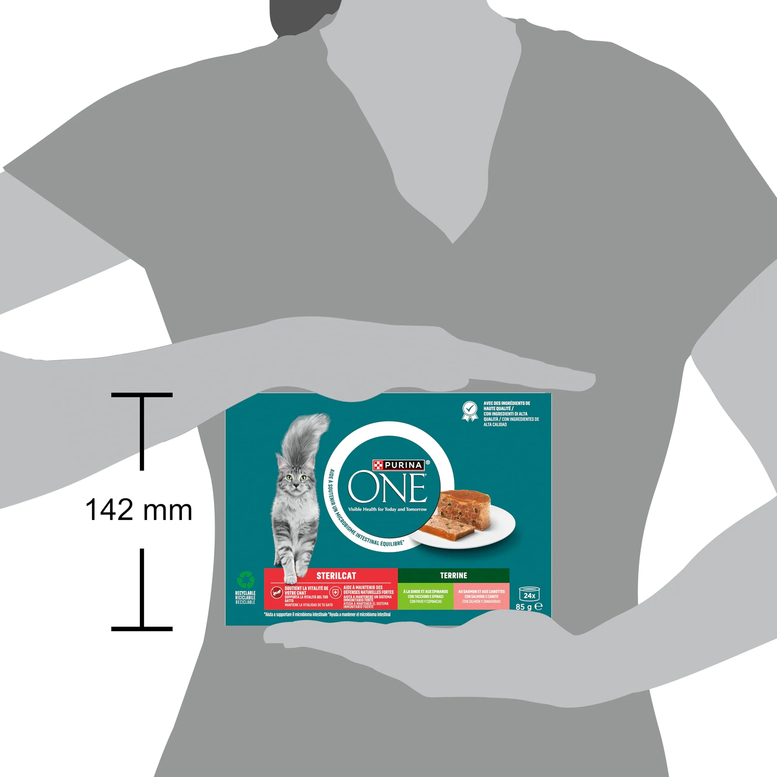 Purina One Bifensis Sterilcat Tacchino e Spinaci, Salmone e Carote 24x85g - immagine 3