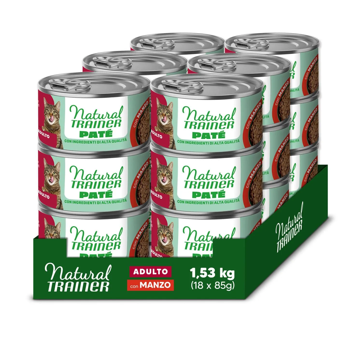Trainer Natural Adult Paté di Manzo per Gatti, 18 x 85g - immagine 1