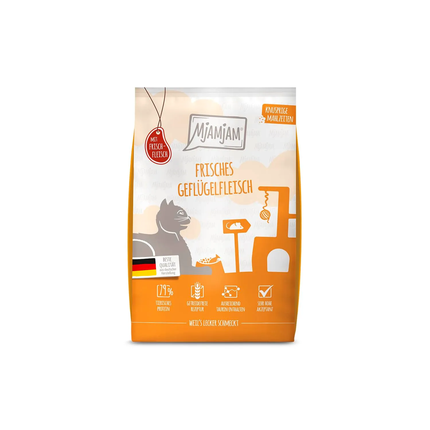 MjAMjAM Crocchette premium per gatti alla carne di pollame fresca, senza cereali, 1,5 kg - immagine 1