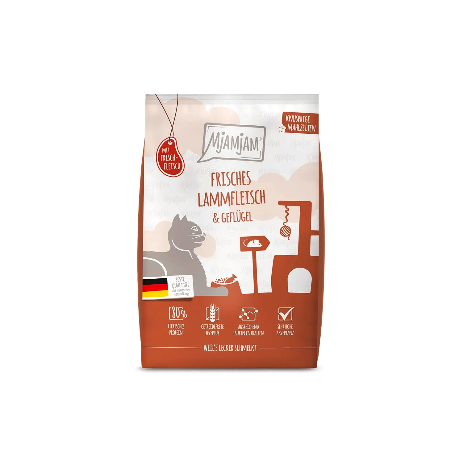 MjAMjAM Crocchette premium per gatti, Agnello fresco e pollame, senza cereali, 1.5 kg - immagine 1